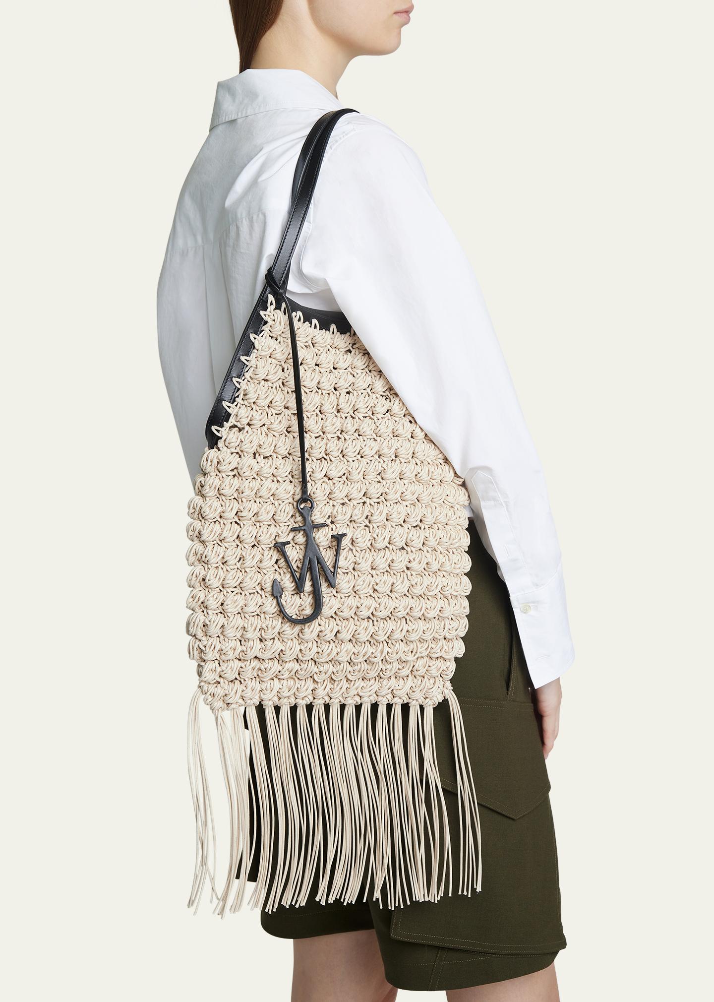 JW Anderson Fringe Popcorn Crochet Shopper Tote Bag - Bergdorf Goodman