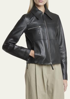 Proenza Schouler White Label Annabel Zip-Front Leather Jacket