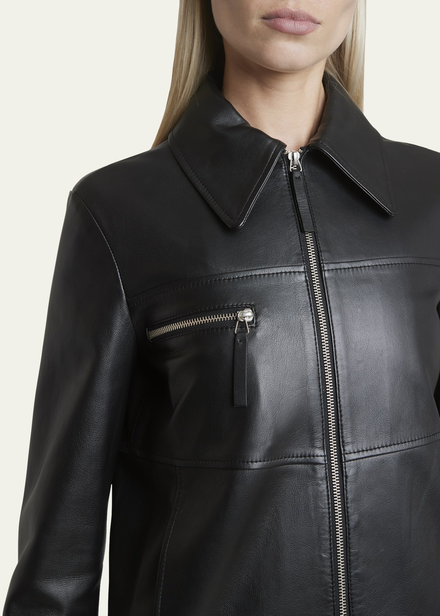 Proenza Schouler White Label Annabel Zip-Front Leather Jacket