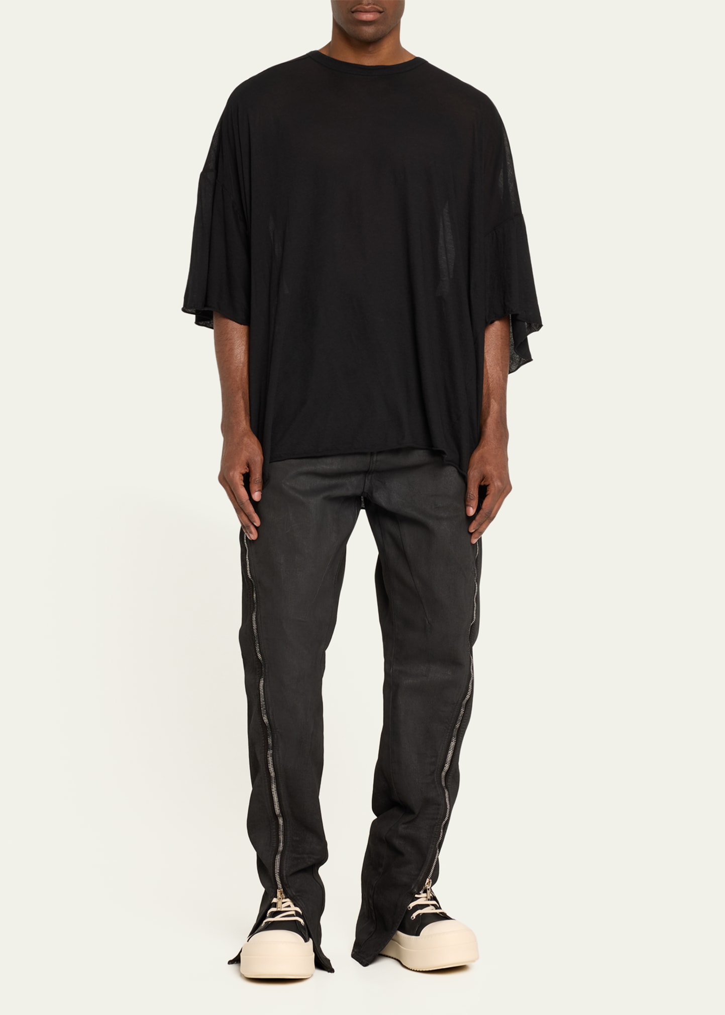 Rick Owens Men's Bolan Waxed Denim Zip-Leg Pants - Bergdorf Goodman