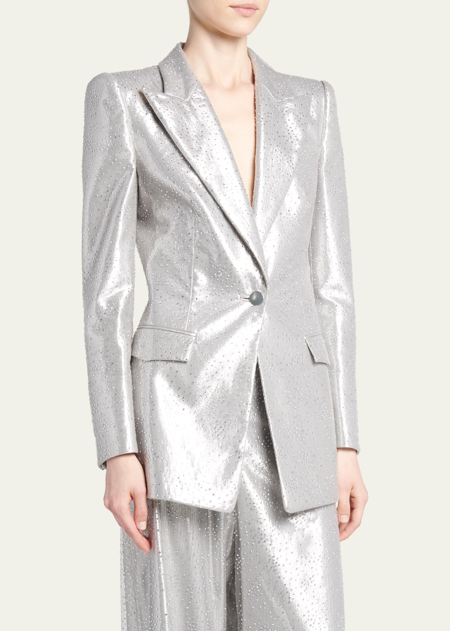 Giorgio Armani Crystal One-Button Silk Blazer - Bergdorf Goodman