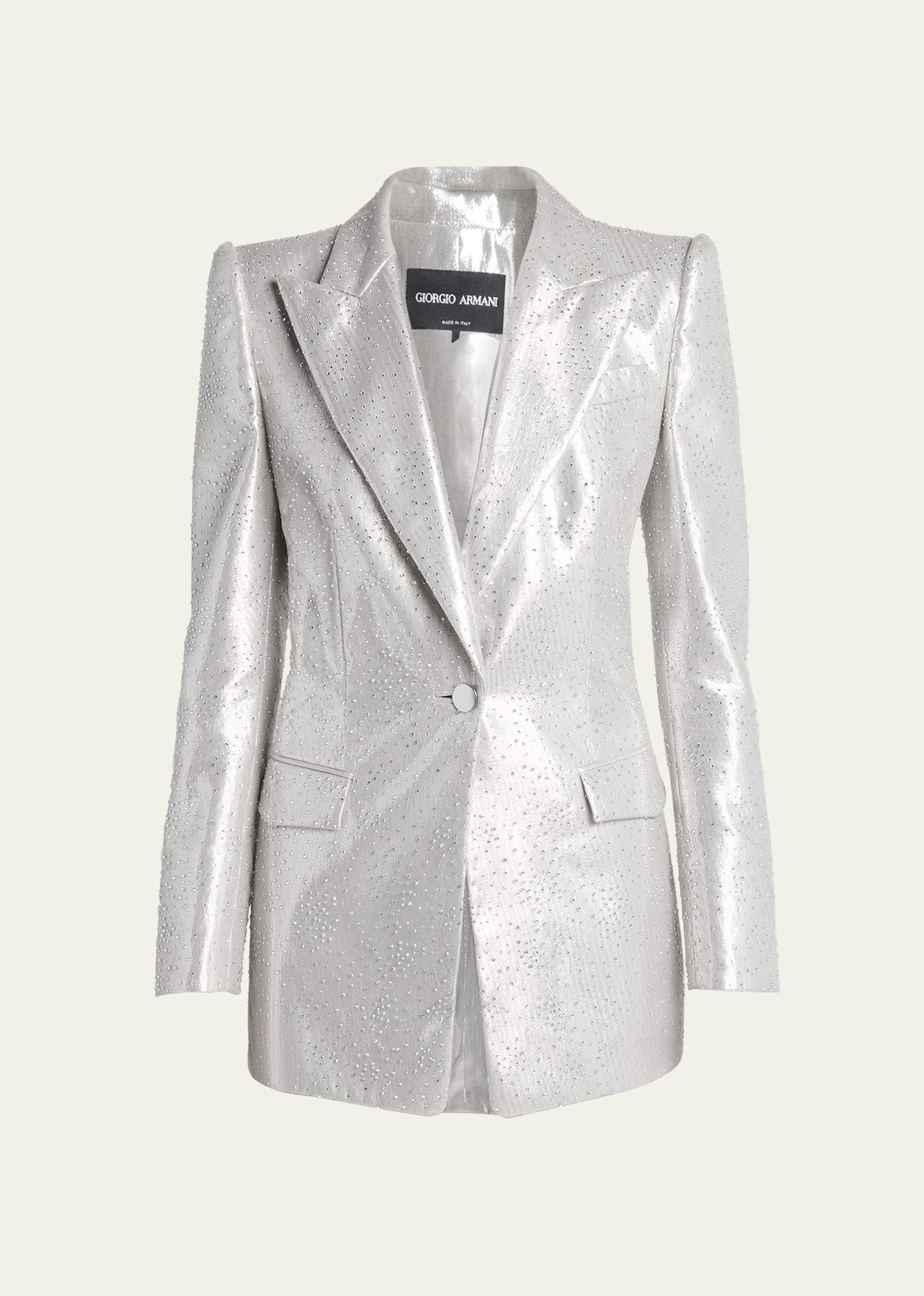 Giorgio Armani Crystal One Button Silk Blazer Bergdorf Goodman