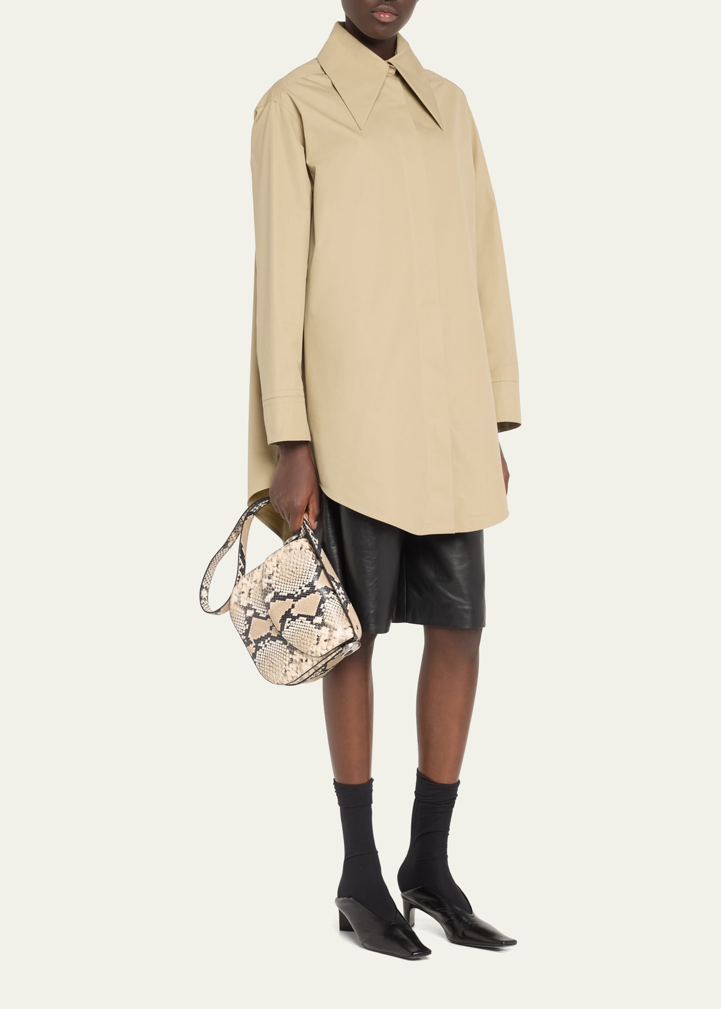 Jil Sander Coin Medium Python-Print Leather Crossbody Bag