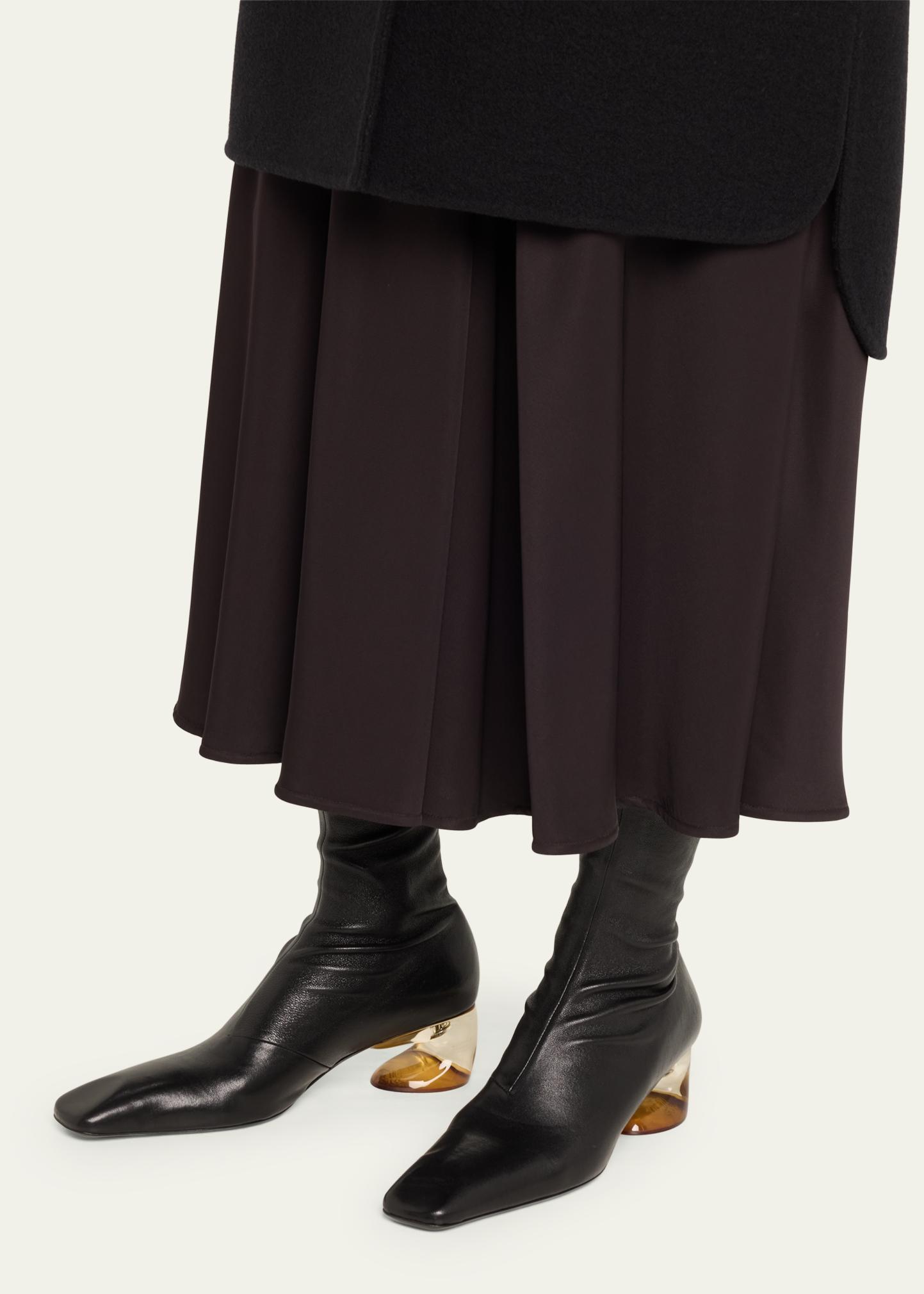 Jil Sander Stretch Leather Clear-Heel Mid Boots - Bergdorf Goodman