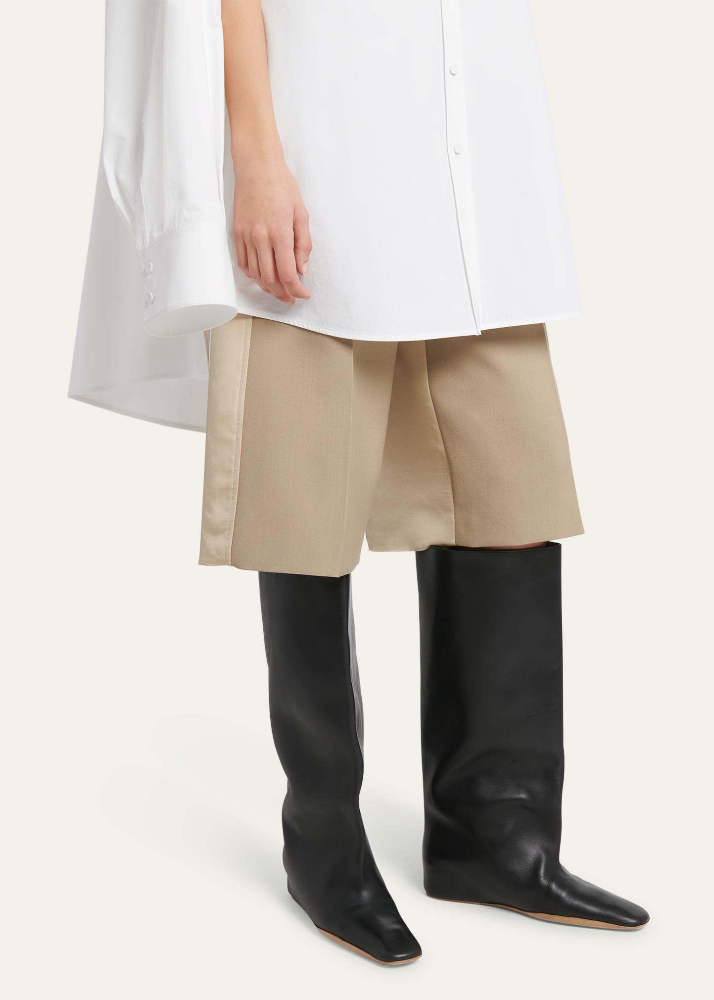 Jil Sander Wide Leather Flat Knee Boots - Bergdorf Goodman