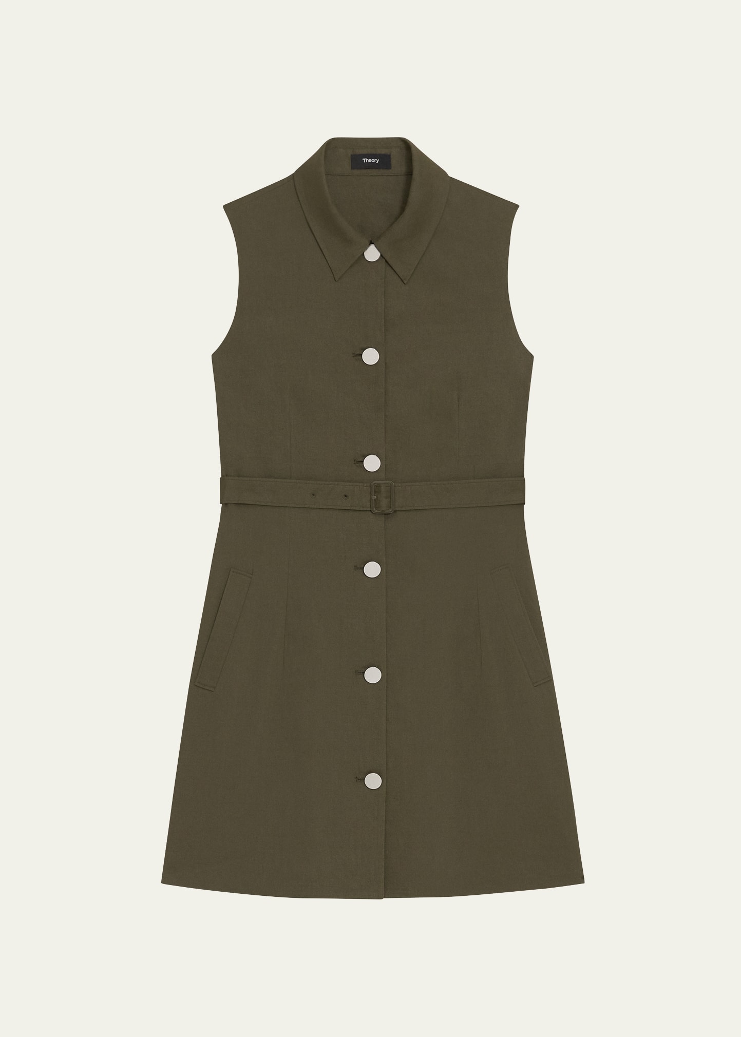 Theory Sleeveless Belted Military Mini Dress - Bergdorf Goodman