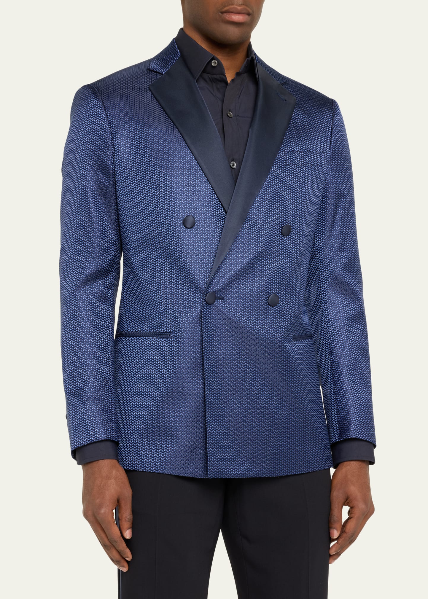 Giorgio Armani Men's Chevron Double-Breasted Dinner Jacket