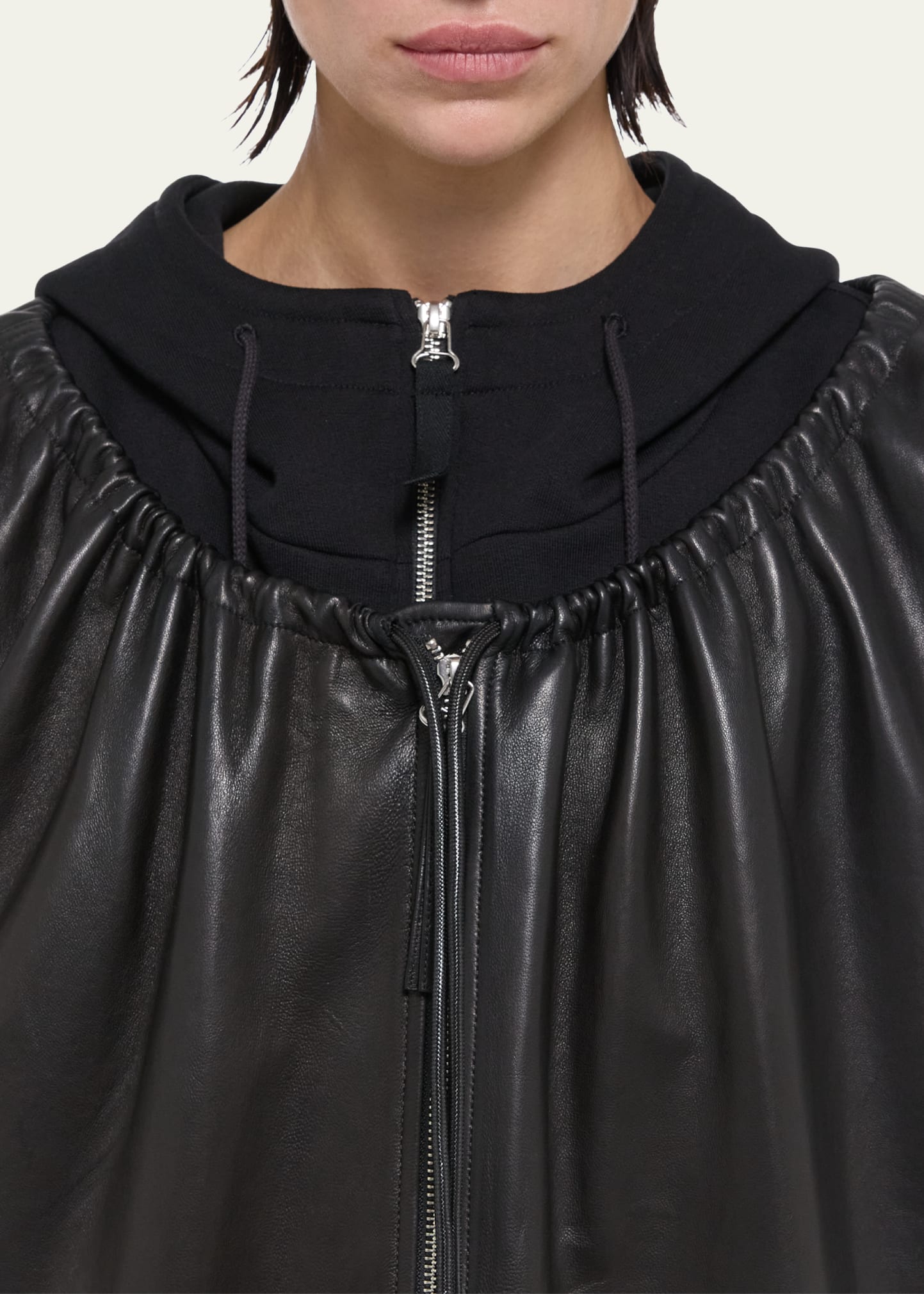 Helmut Lang Ruched Leather Jacket - Bergdorf Goodman