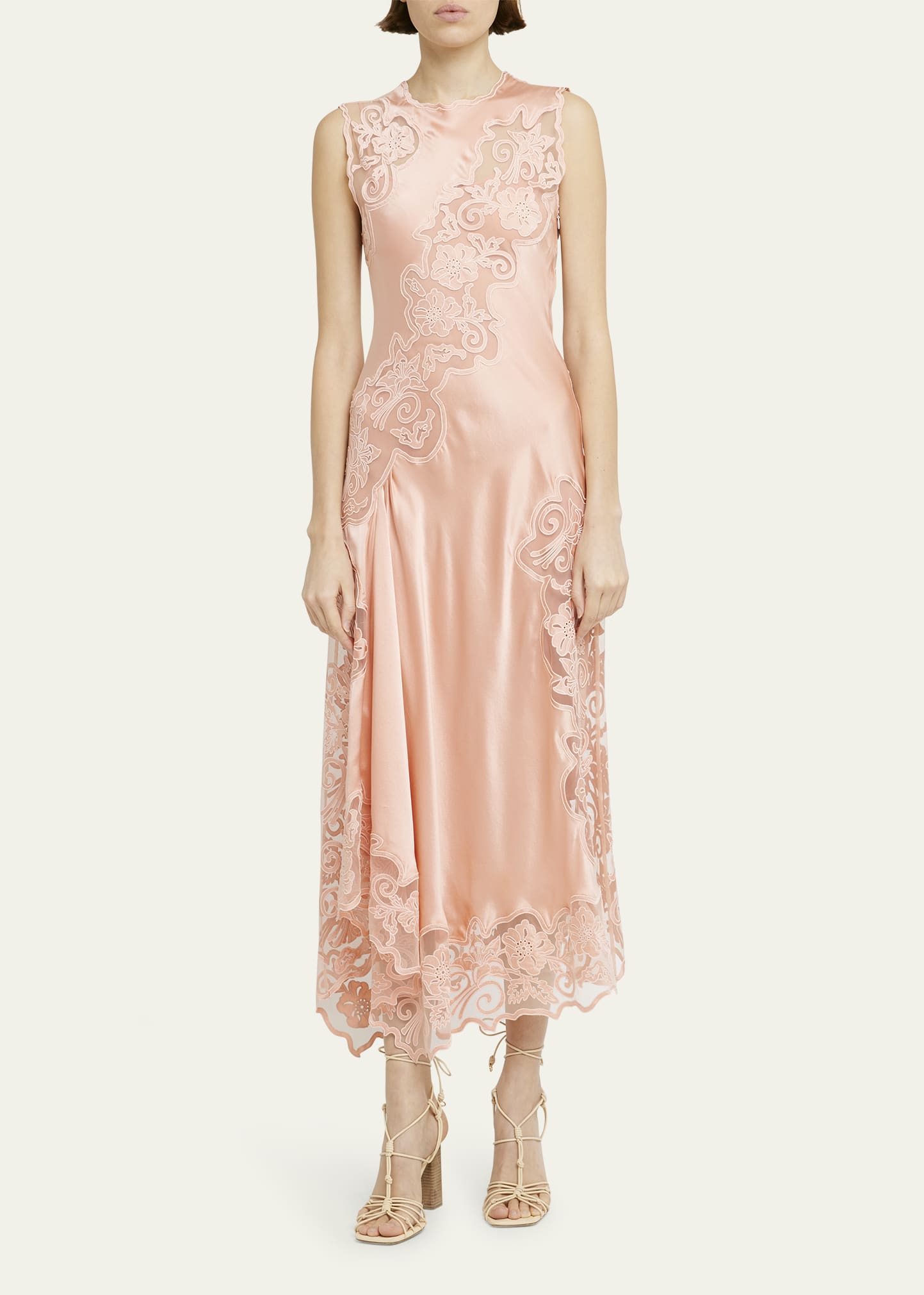 Ulla Johnson Kaia Sheer Floral Silk Open-Back Sleeveless Midi