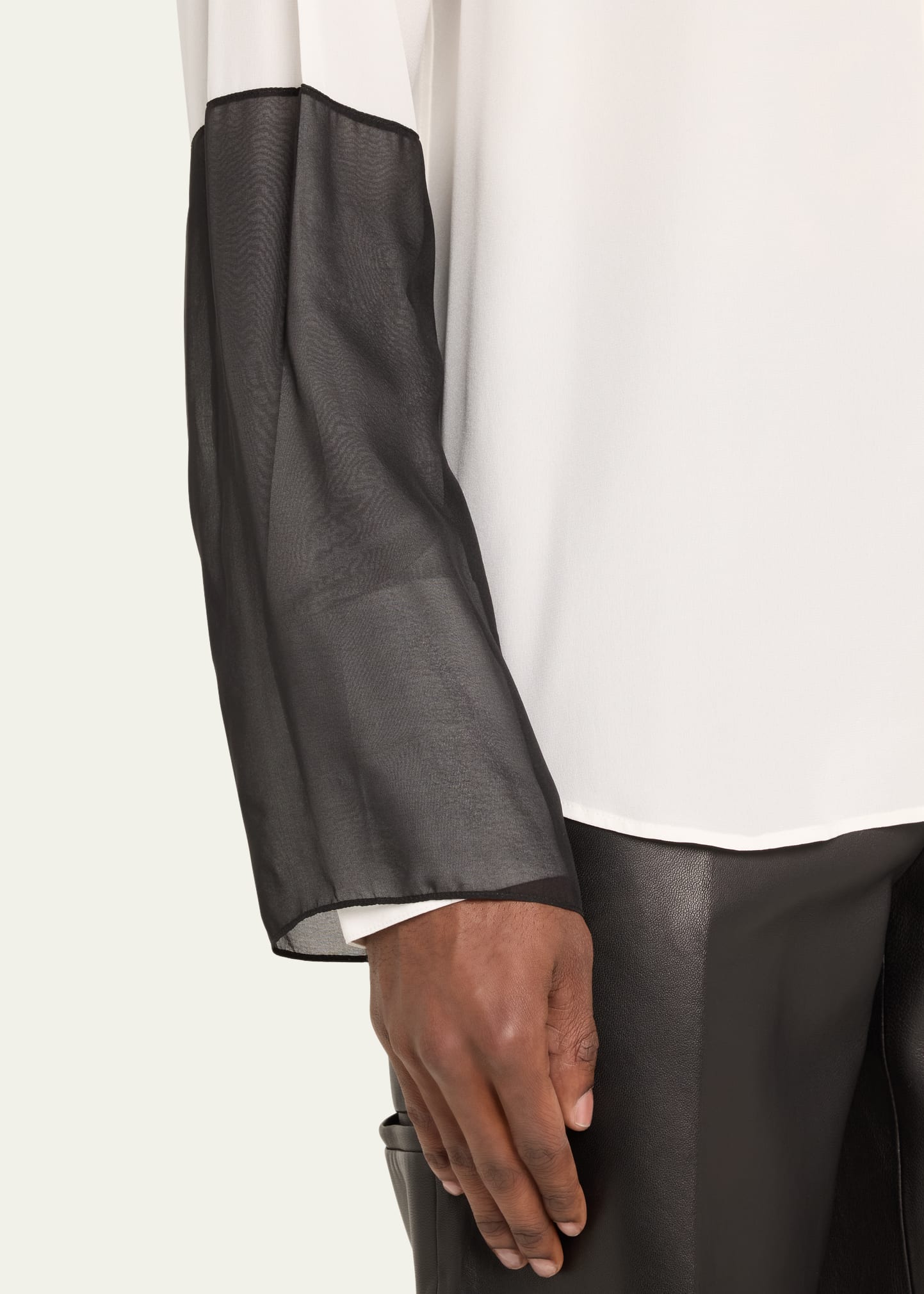 Helmut Lang Men's Bicolor Sleeve Silk Button Down Shirt - Bergdorf