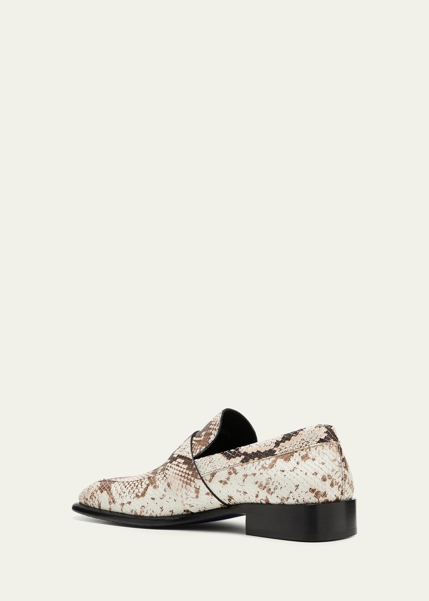 Burberry Men\'s Python-Print Leather Barbed Wire Loafers EUR 41 US 8 New In Box Pre-loved Burberry Animal Print Barbed Loafers - £260 main image 2