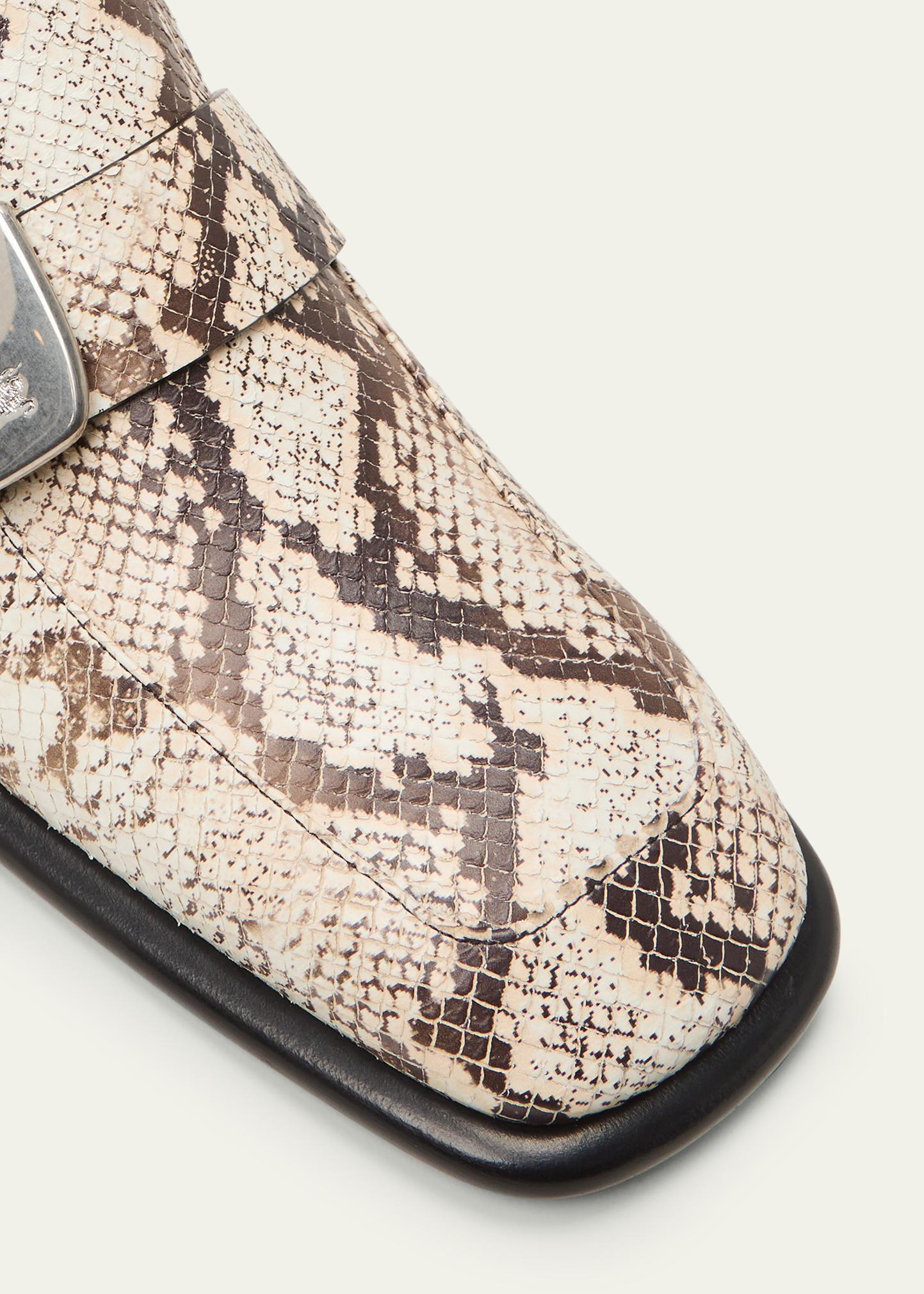 Burberry Men\'s Python-Print Leather Barbed Wire Loafers EUR 41 US 8 New In Box Pre-loved Burberry Animal Print Barbed Loafers - £260 main image 3