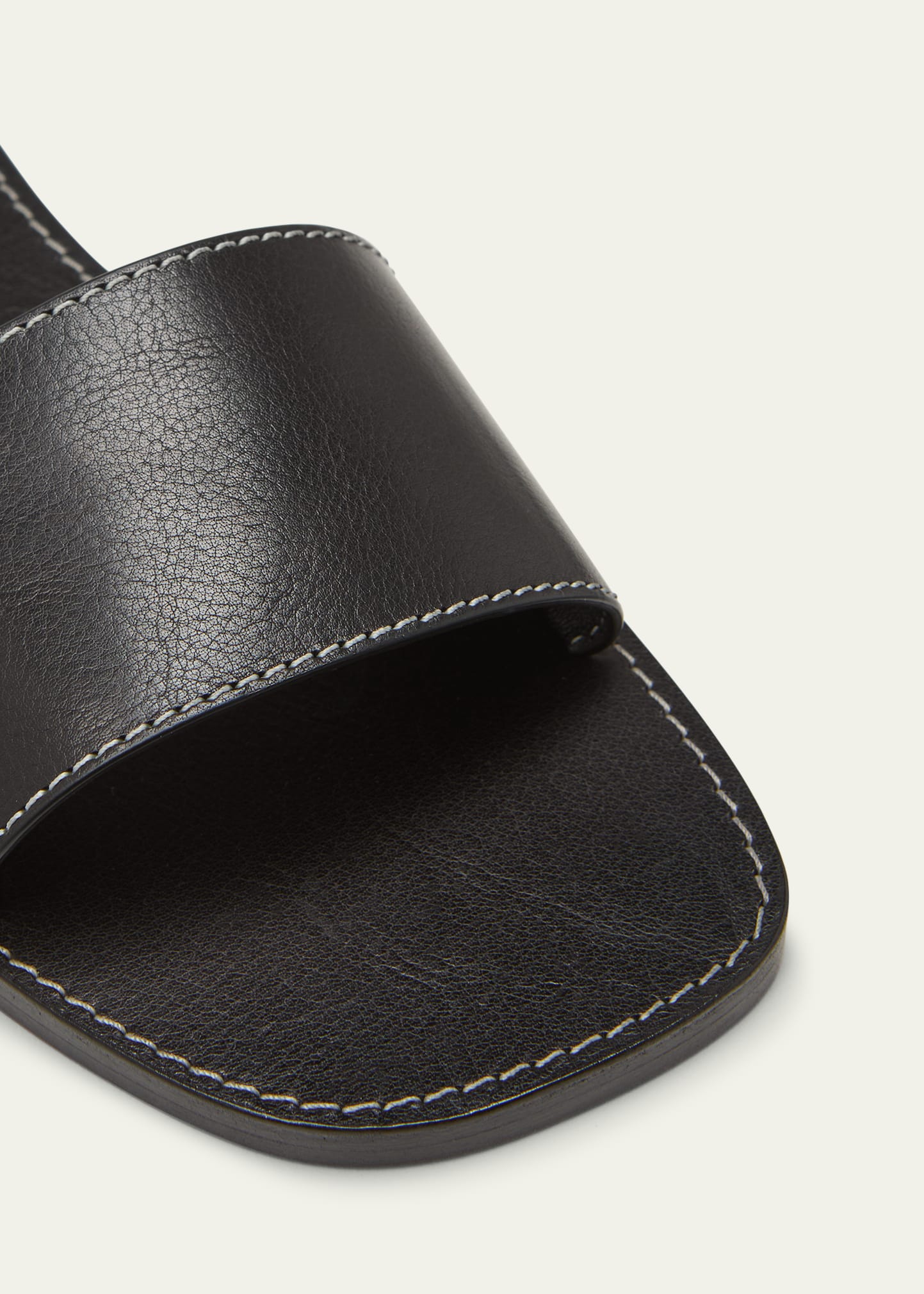 THE ROW Link Leather Flat Slide Sandals - Bergdorf Goodman