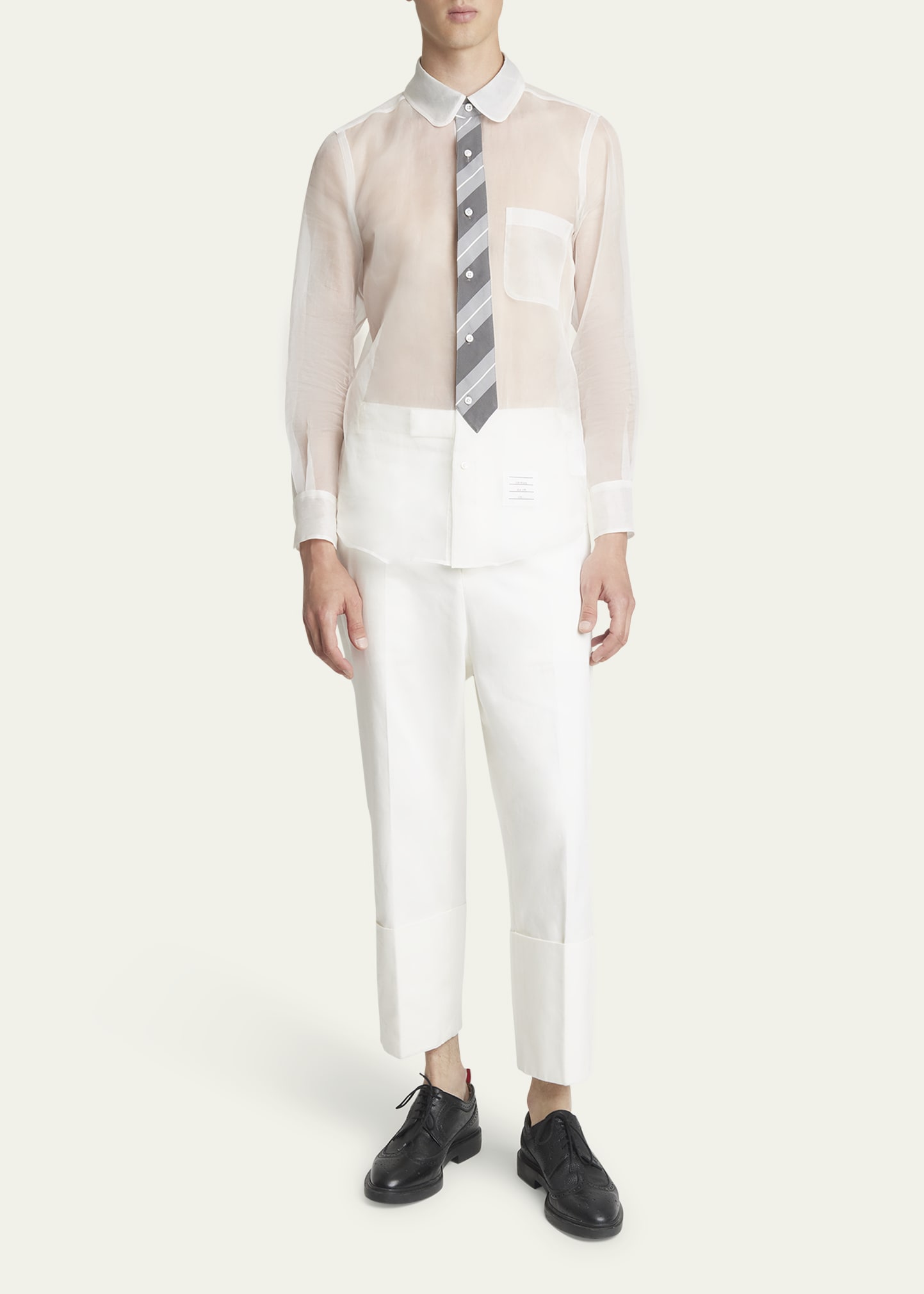 【専用】argue LINEN PREMIUM SHEER T-SHIRT Box Shirt in Light Authentic Seersucker