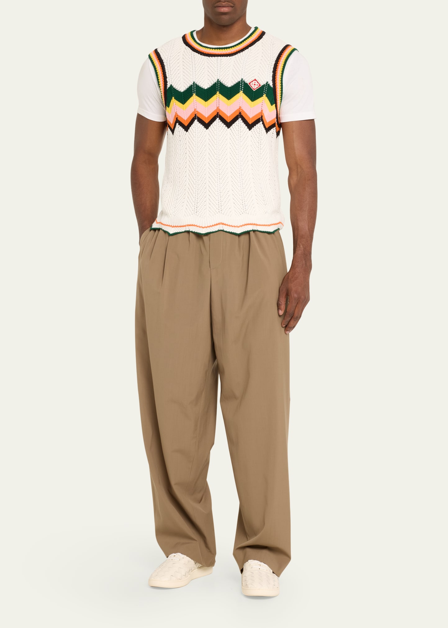 CASABLANCA Men's Cropped Multi-Chevron Knit Vest - Bergdorf Goodman