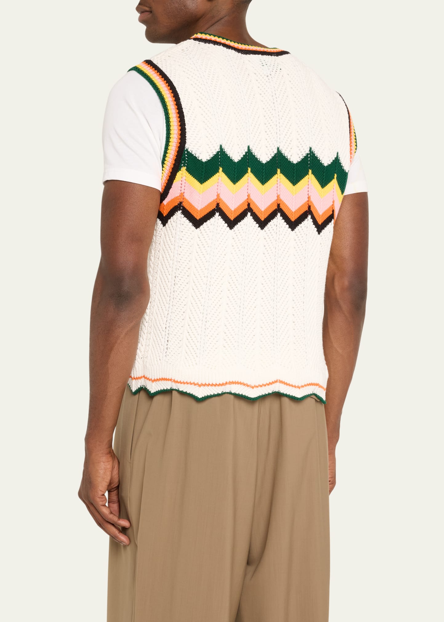 CASABLANCA Men's Cropped Multi-Chevron Knit Vest - Bergdorf Goodman
