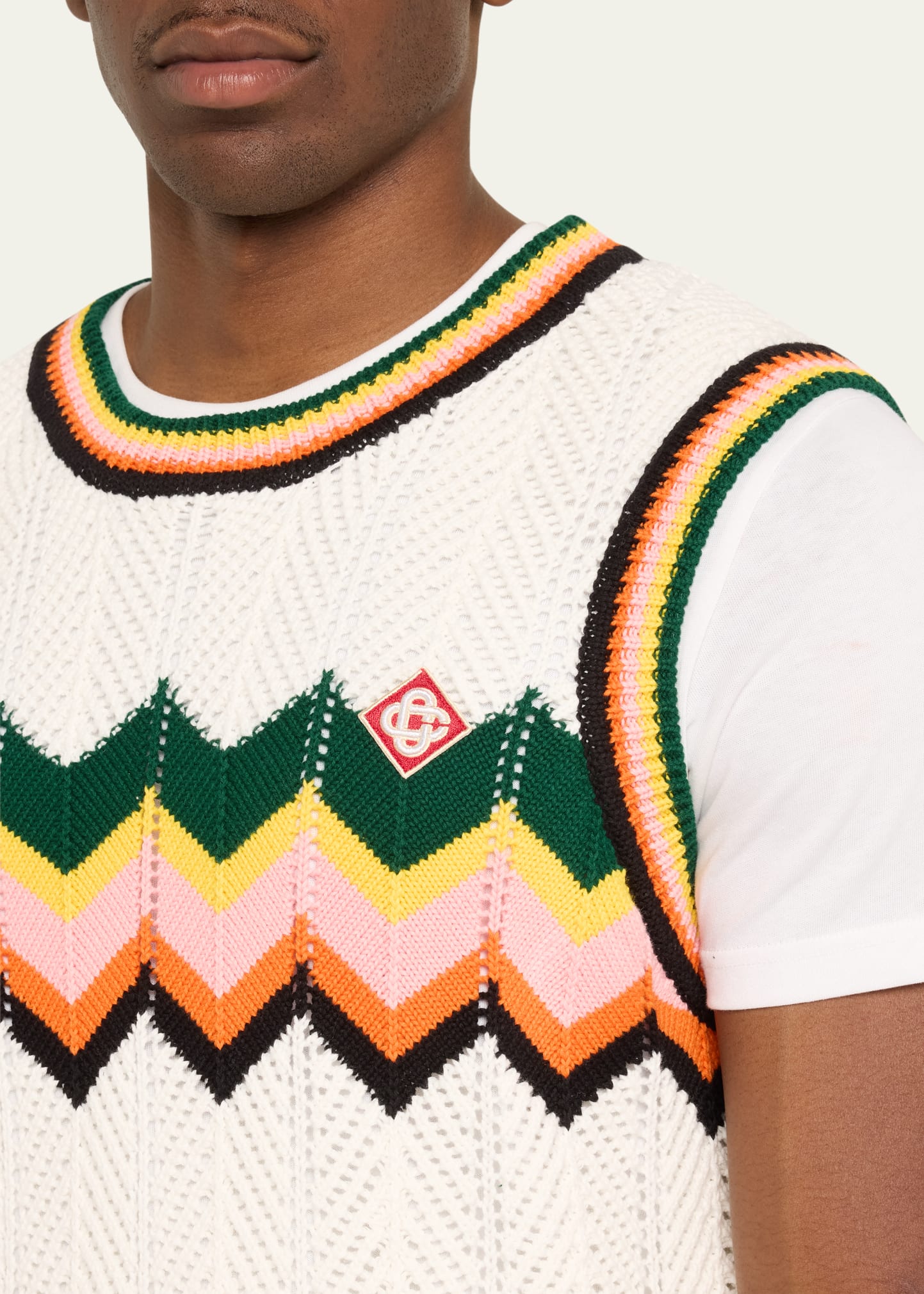 CASABLANCA Men's Cropped Multi-Chevron Knit Vest - Bergdorf Goodman