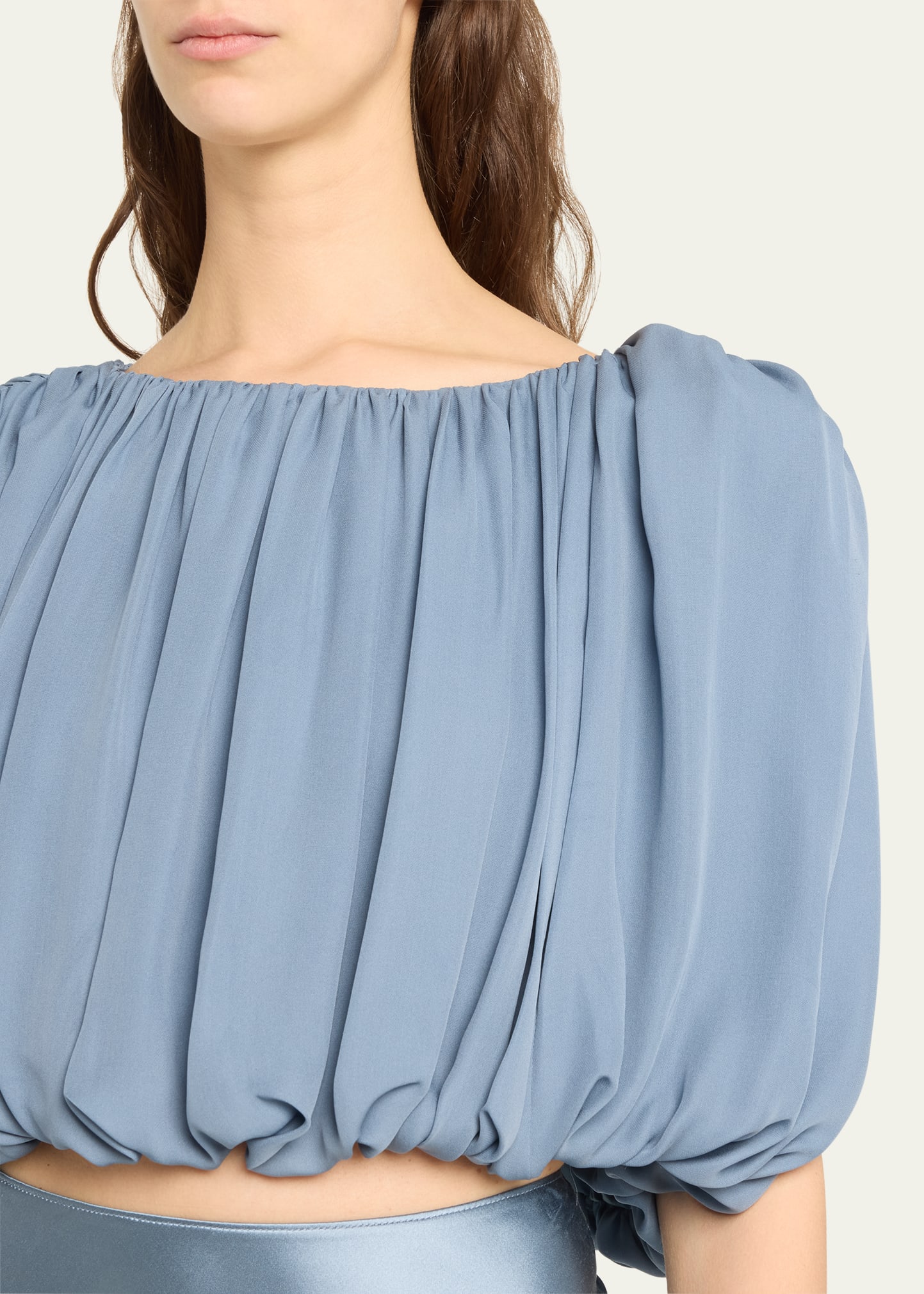 Heirlome Penelope Pleated Crop Silk Top - Bergdorf Goodman