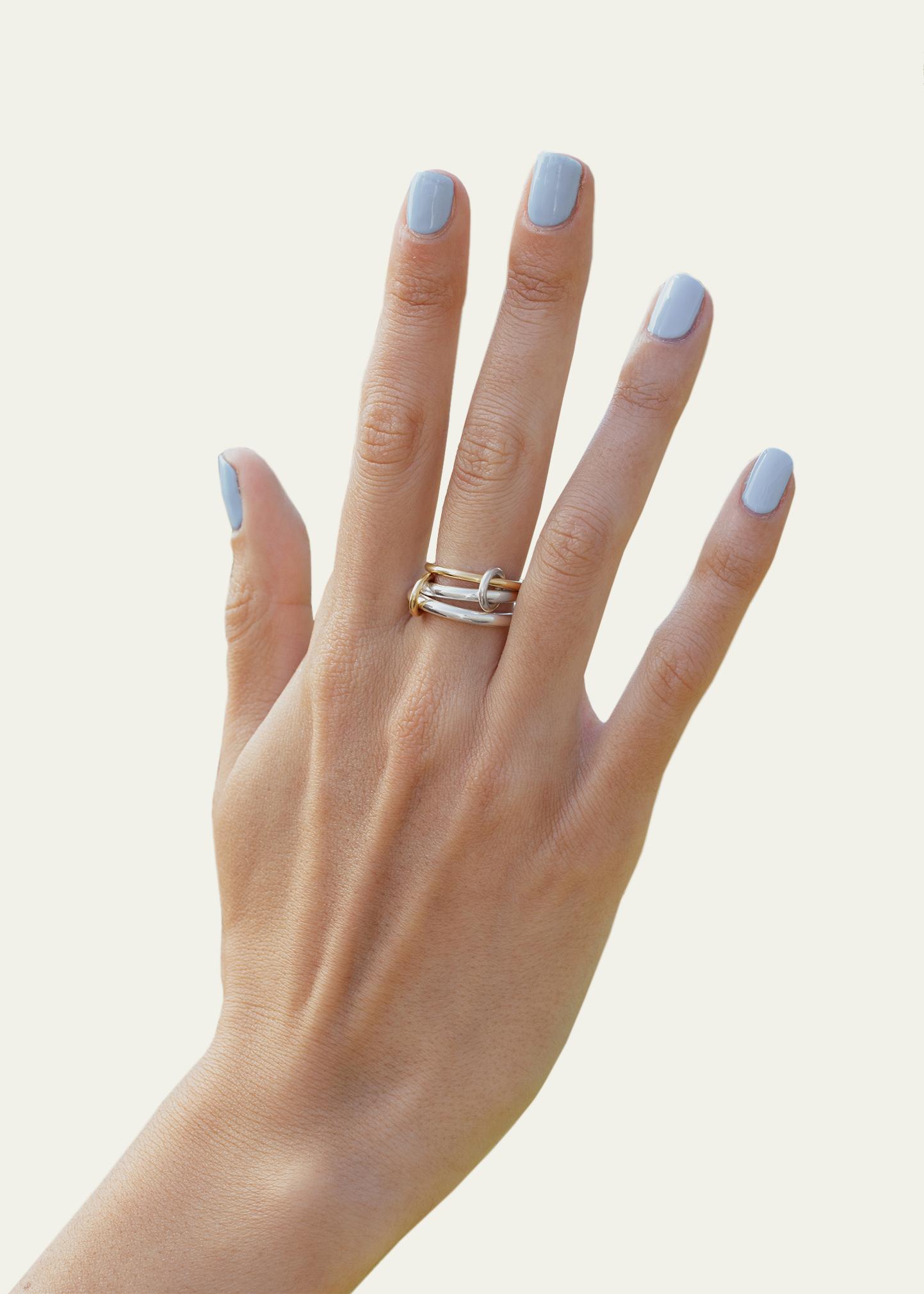 Spinelli Kilcollin Scorpio Silver and Gold 3 Linked Ring, Size 6.5