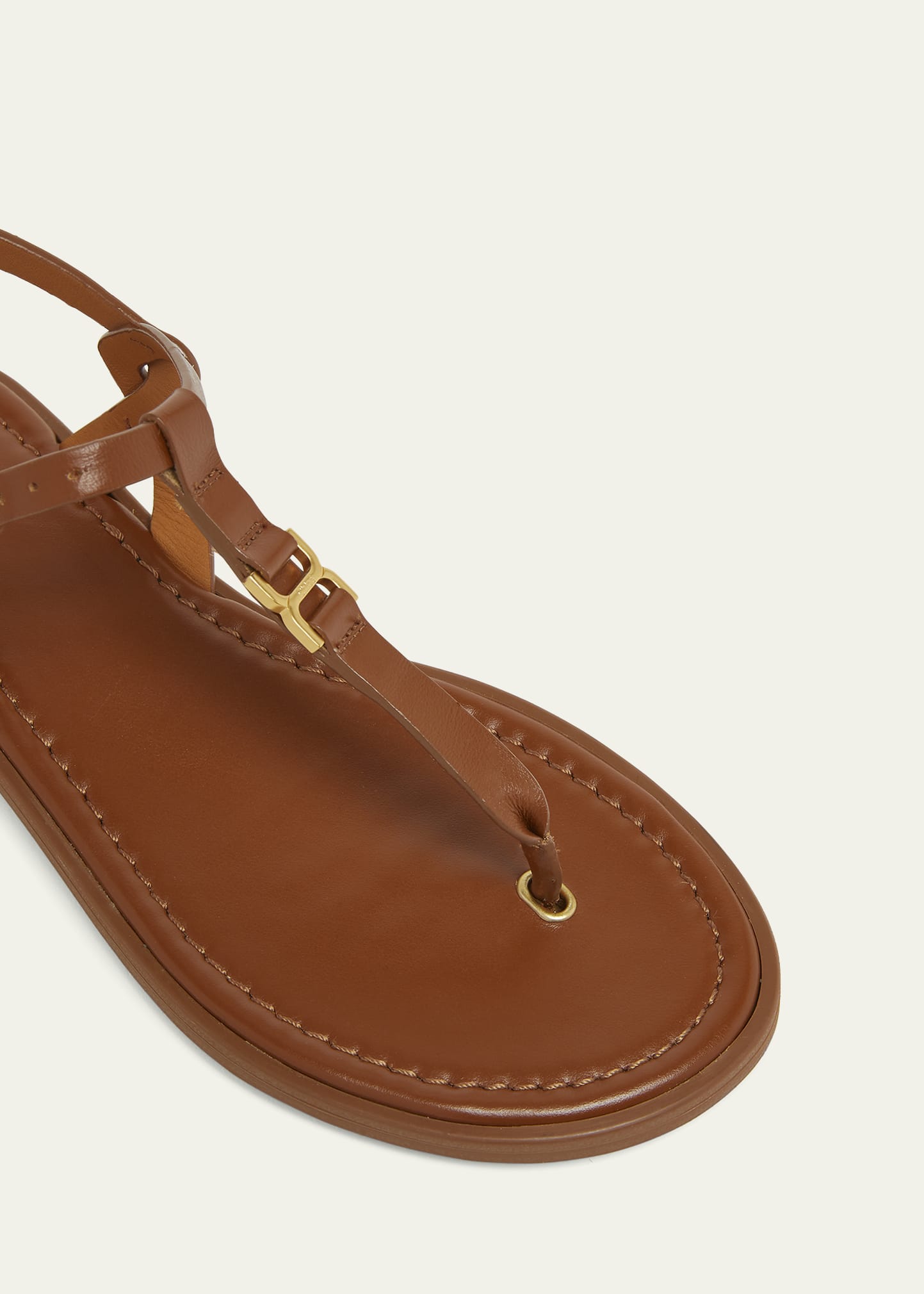 サンダル・ミュール Chloe 'Marcie' Brown Flat Thongs Sandals Chloe Marcie Leather Flat Thong Sandals - Bergdorf Goodman