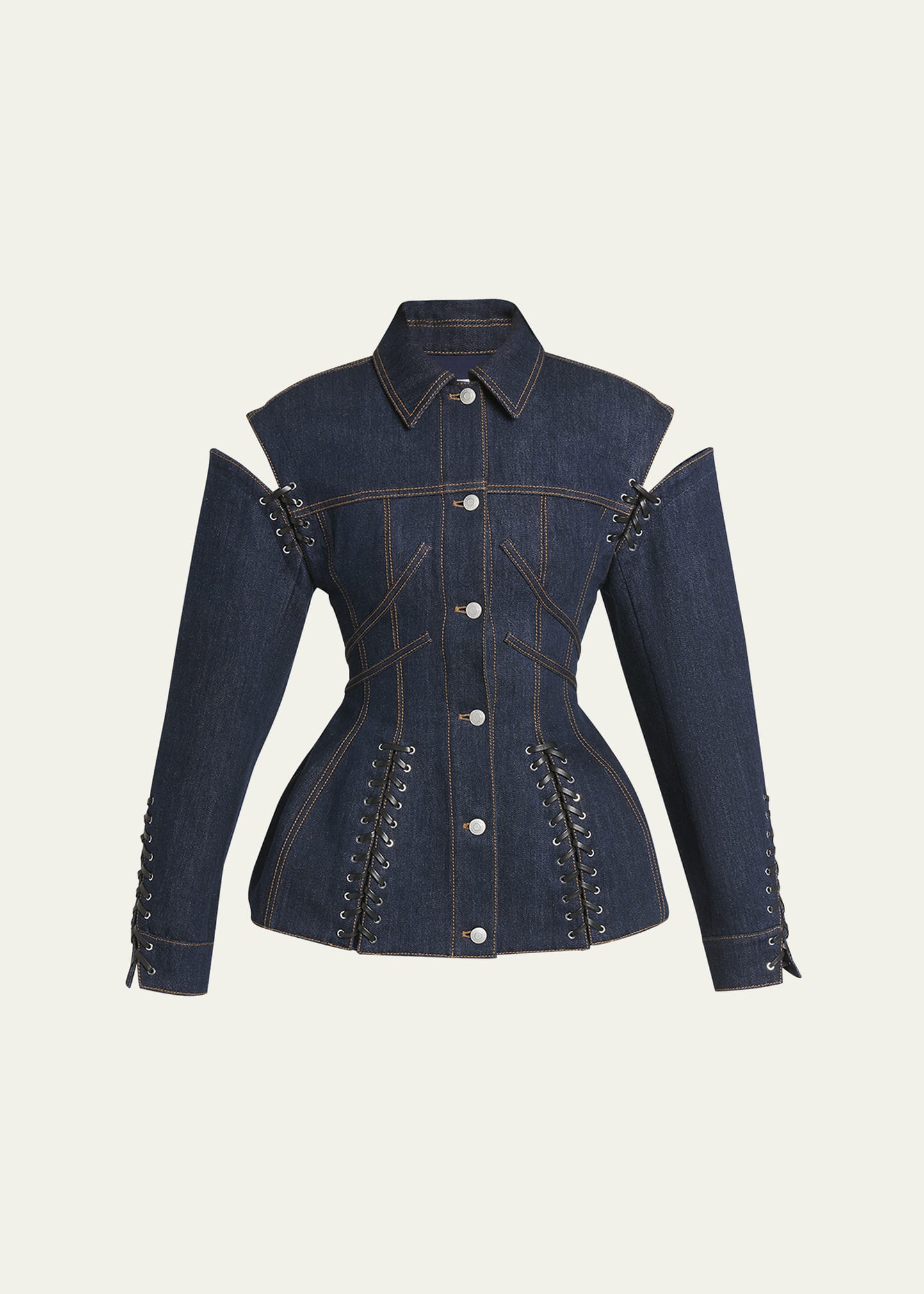 Alexander mcqueen peplum denim jacket best sale