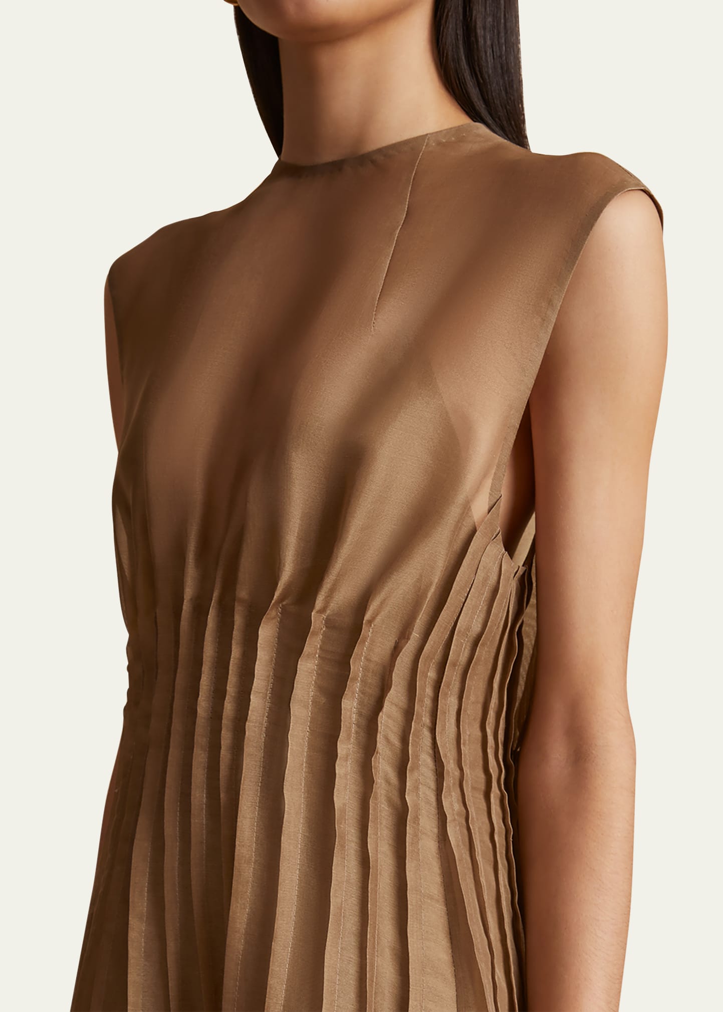khaite wes pleated silk maxi dress Khaite Wes Pleated Silk Maxi Dress