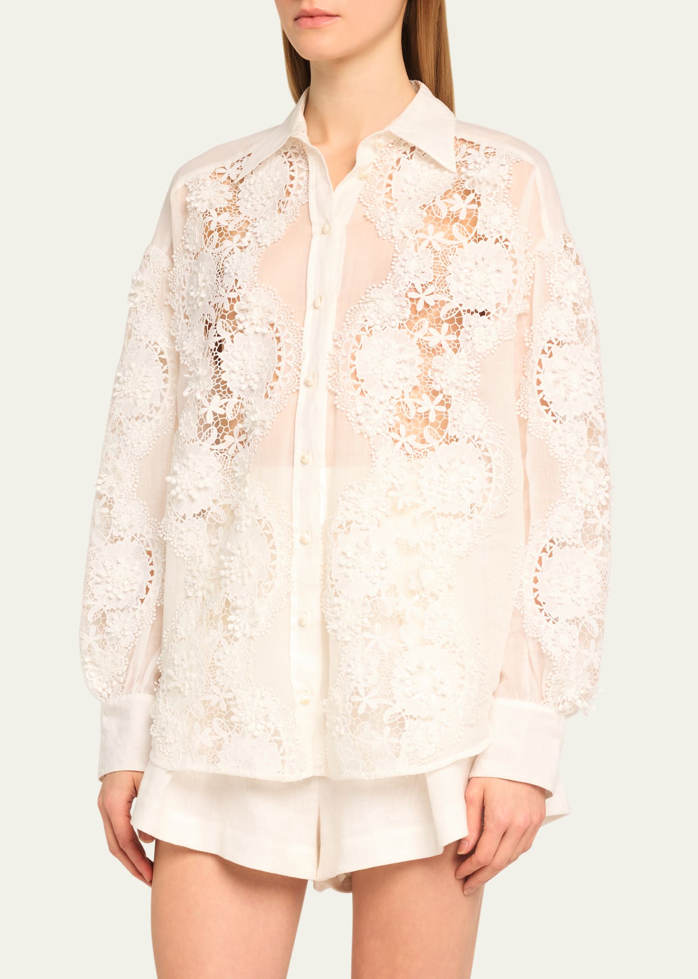Zimmermann Halliday Lace Flower Shirt - Bergdorf Goodman