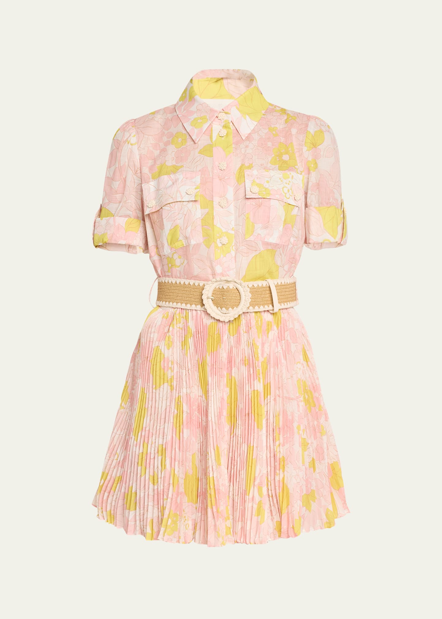 mini zimmermann dress sale Crush ruffled polka-dot linen and silk-blend organza mini dress - cream
