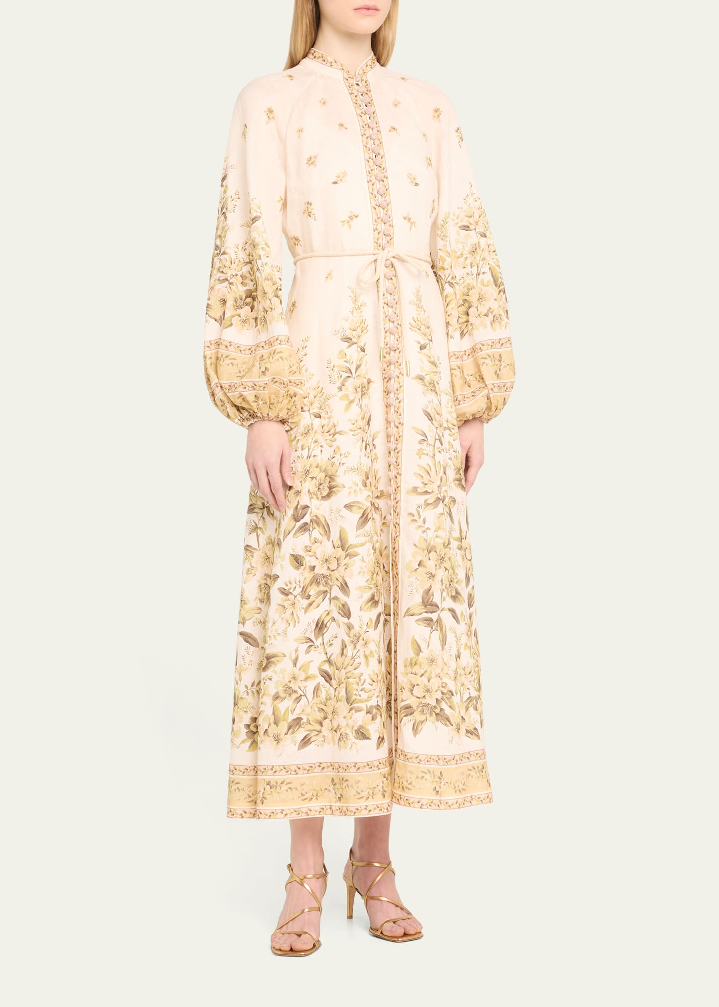 golden buttoned midi dress Cream Buttons Midi Dress
