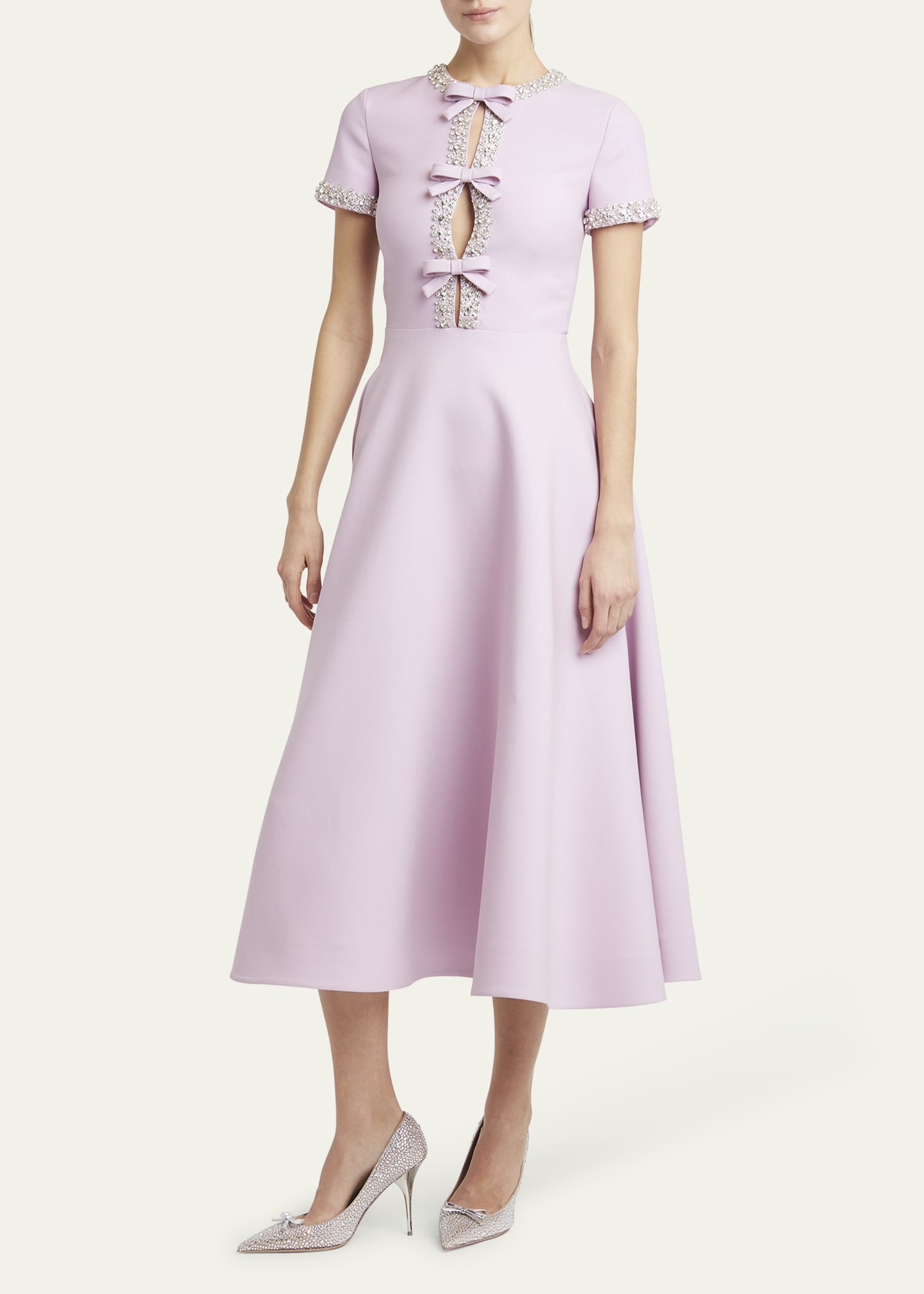 Valentino Garavani Cutout Midi Dress with Crystal Embroidery