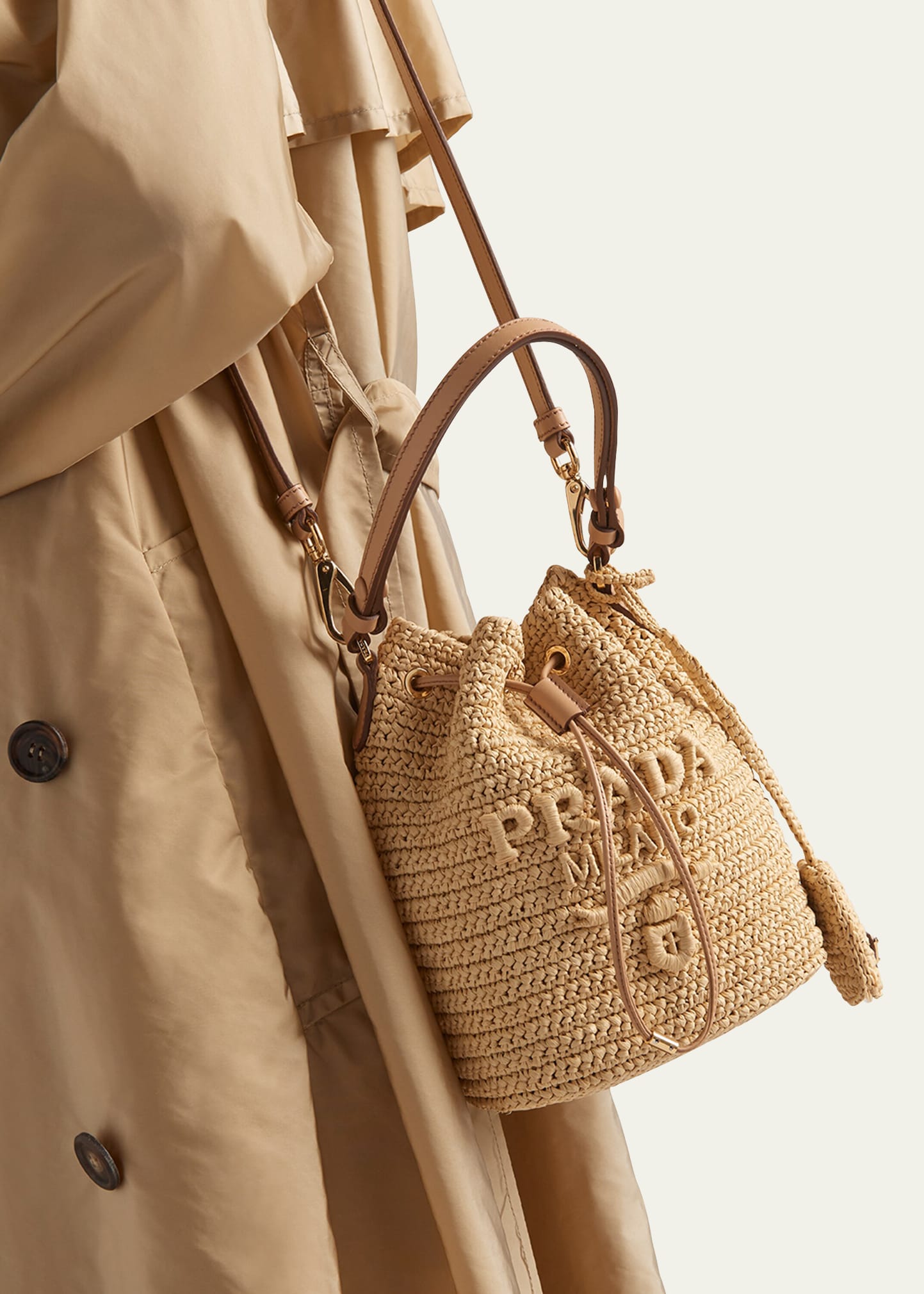 Prada Logo Crochet Bucket Bag - Bergdorf Goodman