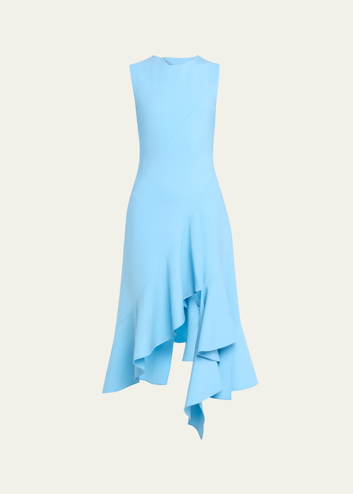 asymmetrical-hem midi dress Black Jacquard Velvet Asymmetrical Hem High Neck Midi Dress  AX Paris