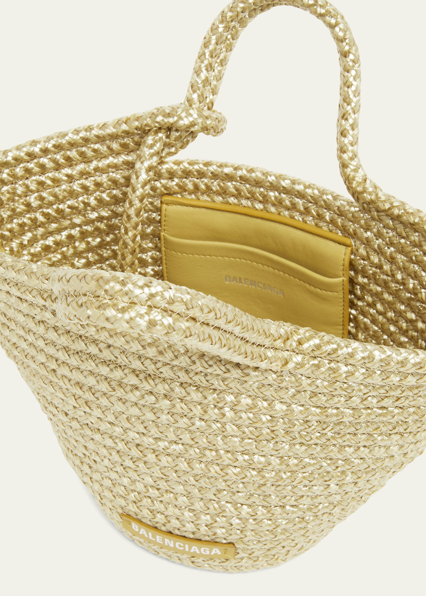 BALENCIAGA イエロー かごバッグ Balenciaga Ibiza Basket Raffia Top-Handle Bag - Bergdorf Goodman