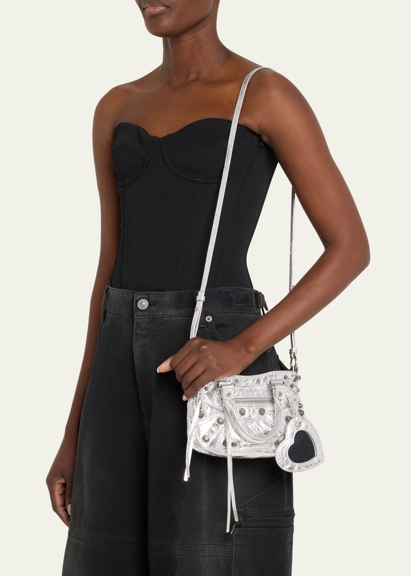Balenciaga Neo Cagole Mini Metallic Leather Tote Bag