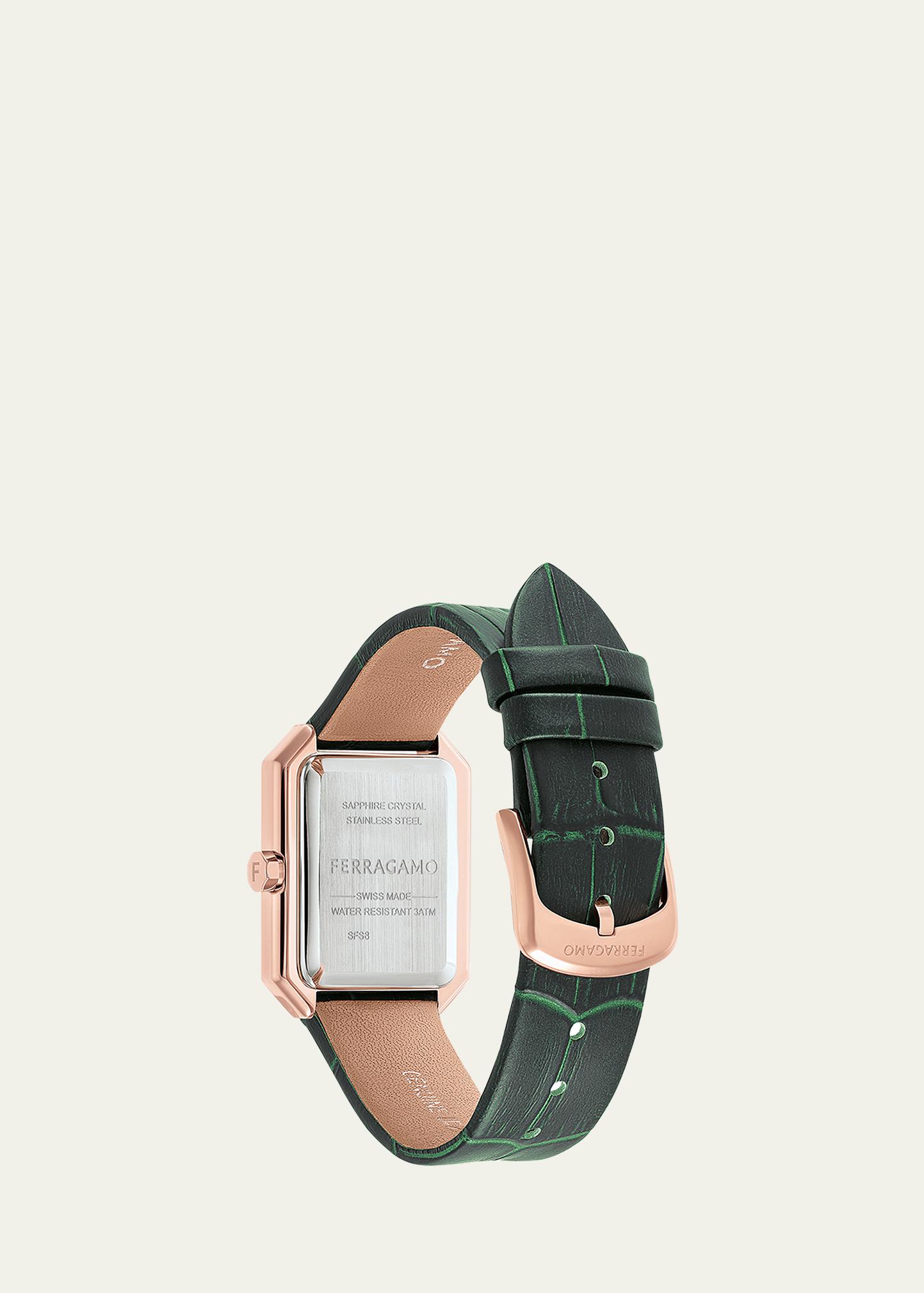 Ferragamo 26.5x33.5mm Ferragamo Crystal Watch with Calf 