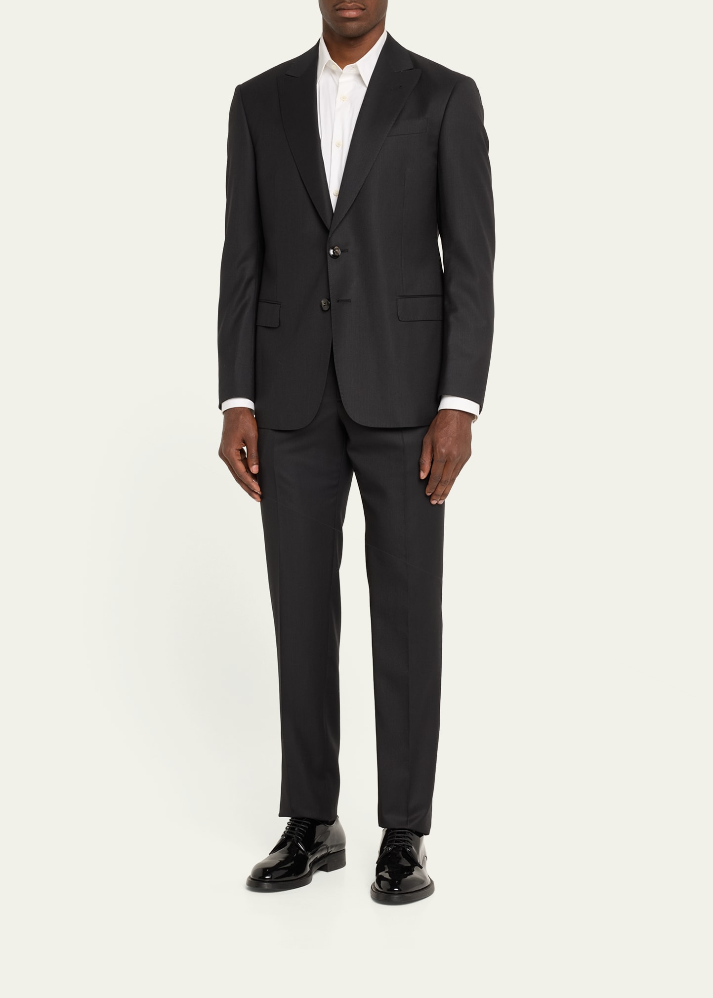 Giorgio Armani Men's Super 150s Striped Peak-Lapel Classic Fit