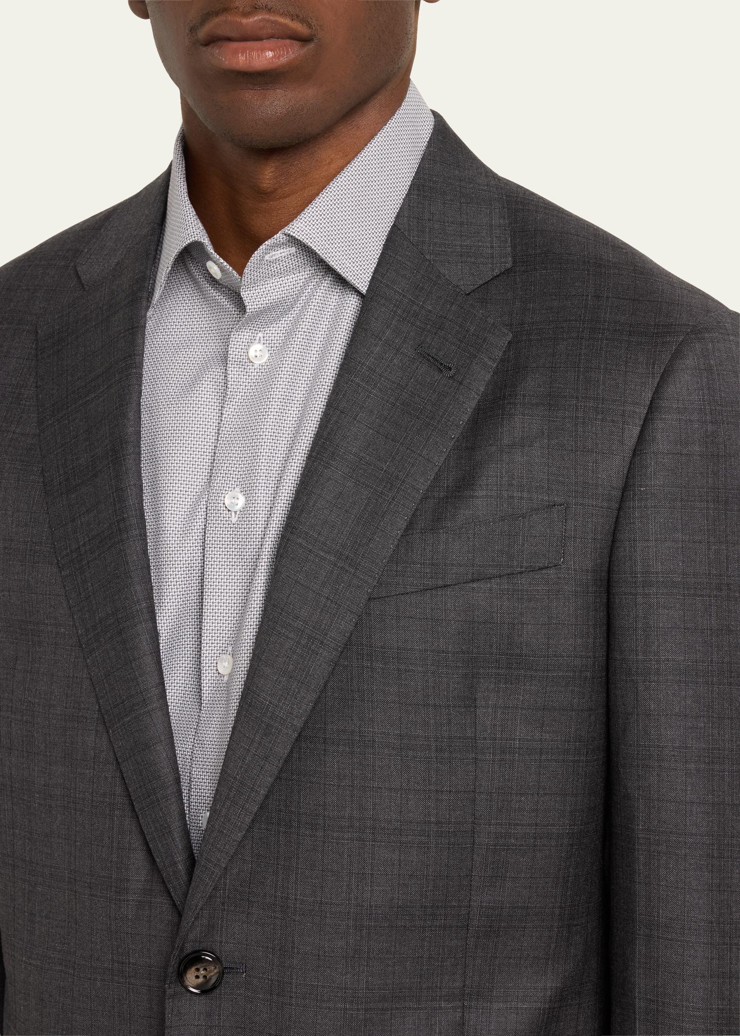 Giorgio Armani Men's Brushed Wool Plaid Classic Fit Suit