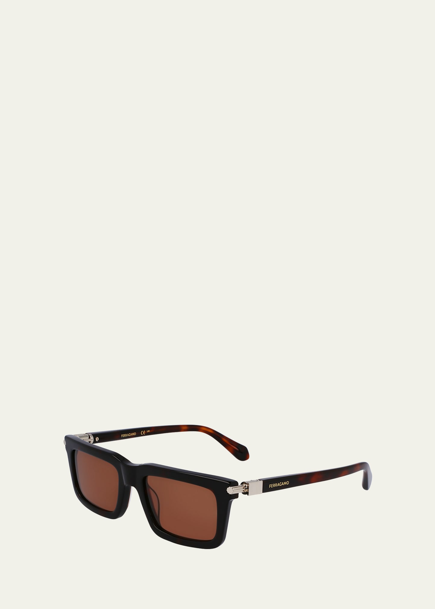 Ferragamo Men's Prisma Modified Acetate Rectangle Sunglasses, 53mm