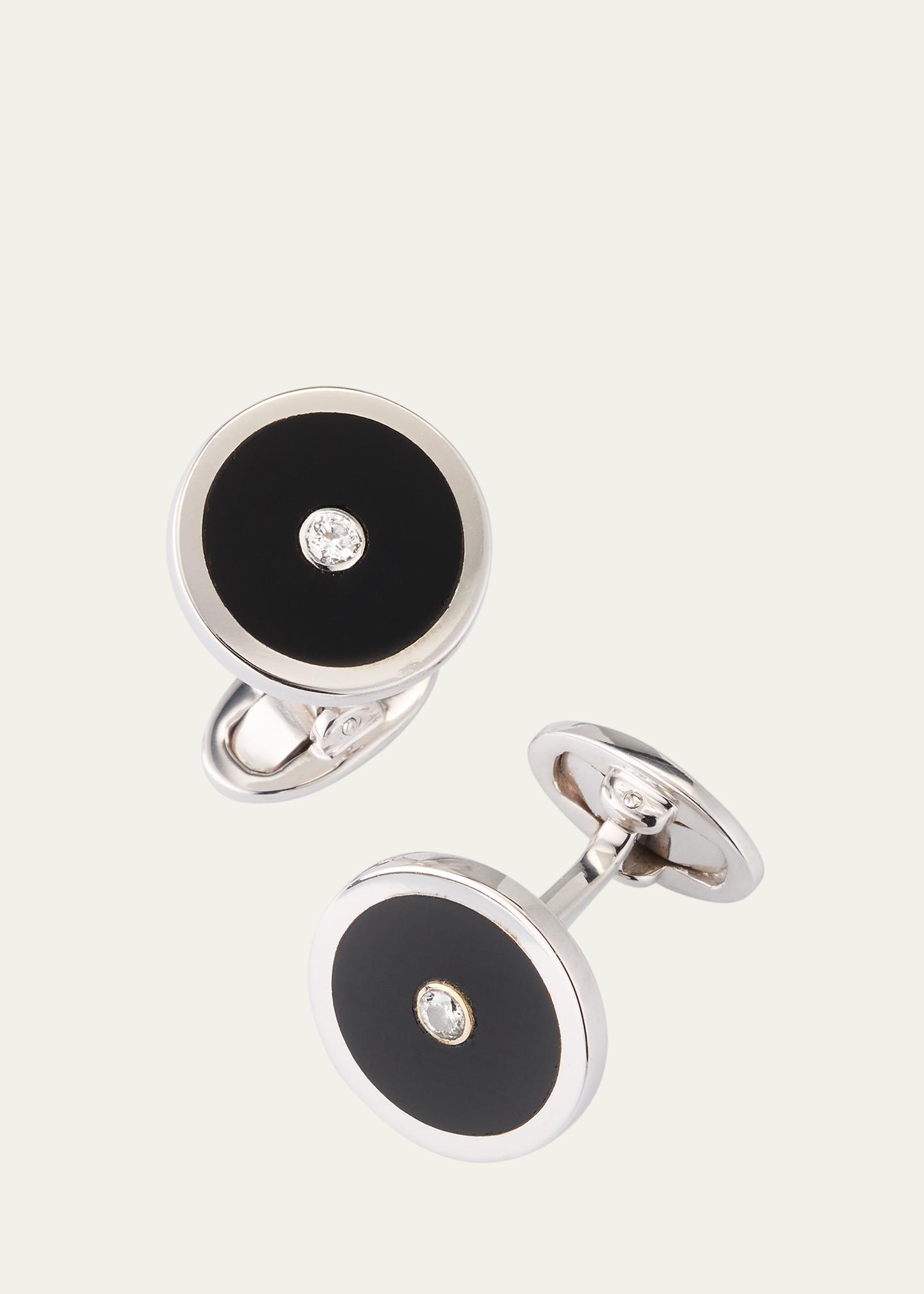 JAN LESLIE 八角形 ブラック カフリンクス Jan Leslie Men's Black Onyx and Diamond Cufflinks - Bergdorf Goodman