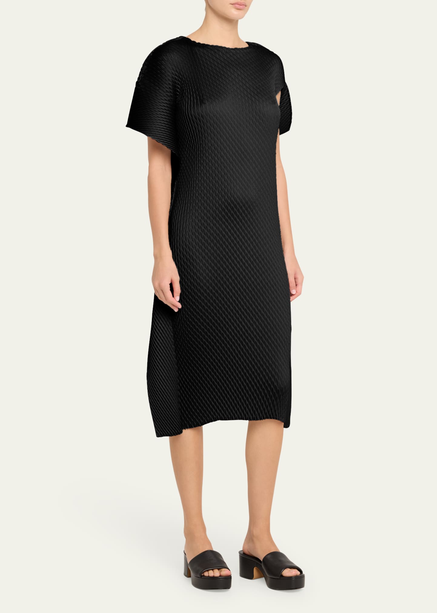 Issey Miyake Sleek Pleats Fold-Over Midi Dress - Bergdorf