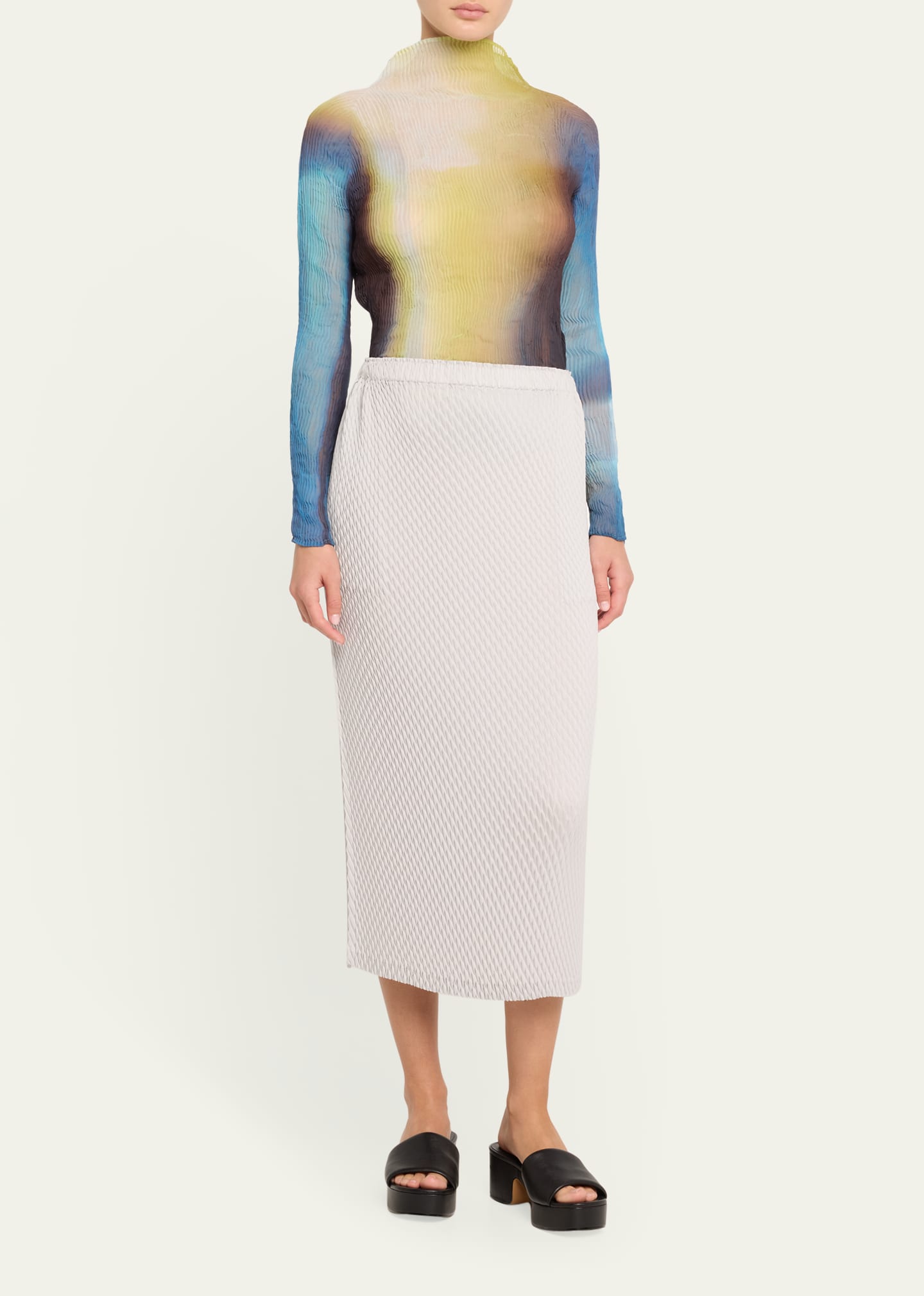 Issey Miyake Light Leak Chiffon Twist High-Neck Top - Bergdorf Goodman