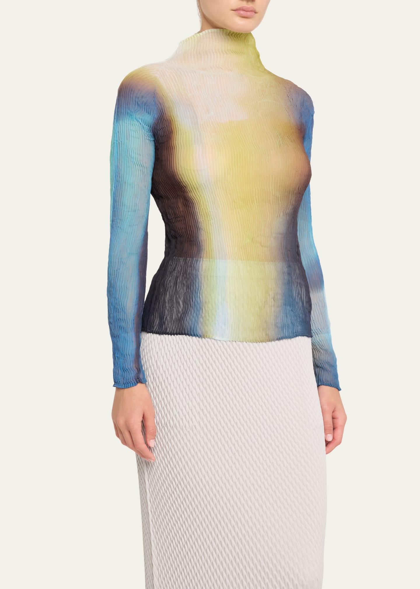 Issey Miyake Light Leak Chiffon Twist High-Neck Top - Bergdorf Goodman