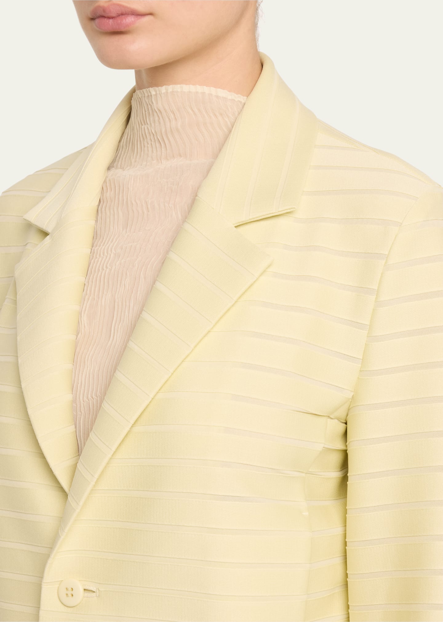 Issey Miyake Wide Stripe One-Button Knit Jacket - Bergdorf Goodman