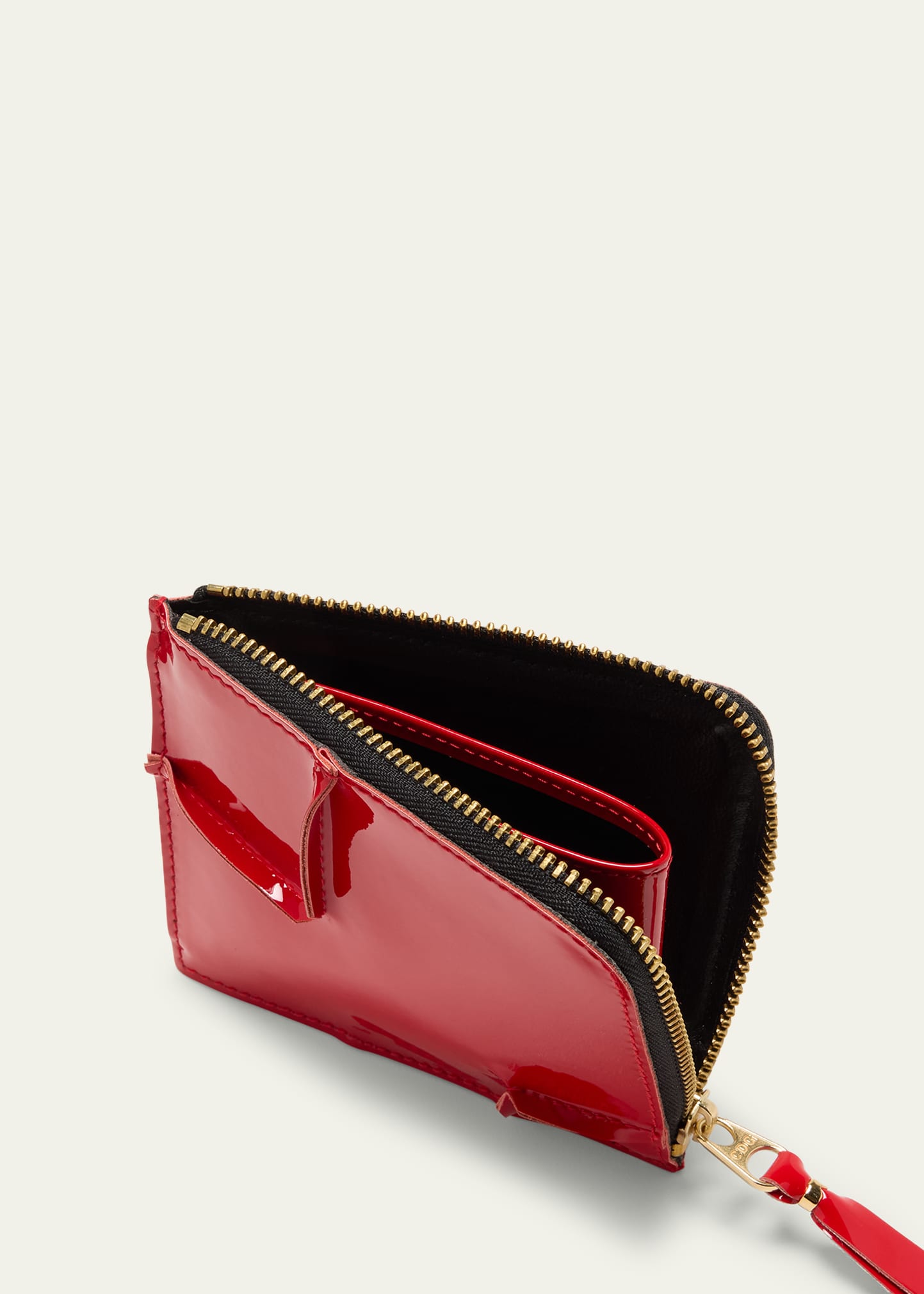 Comme des Garcons Men's Reversed Hem Patent Zip Wallet