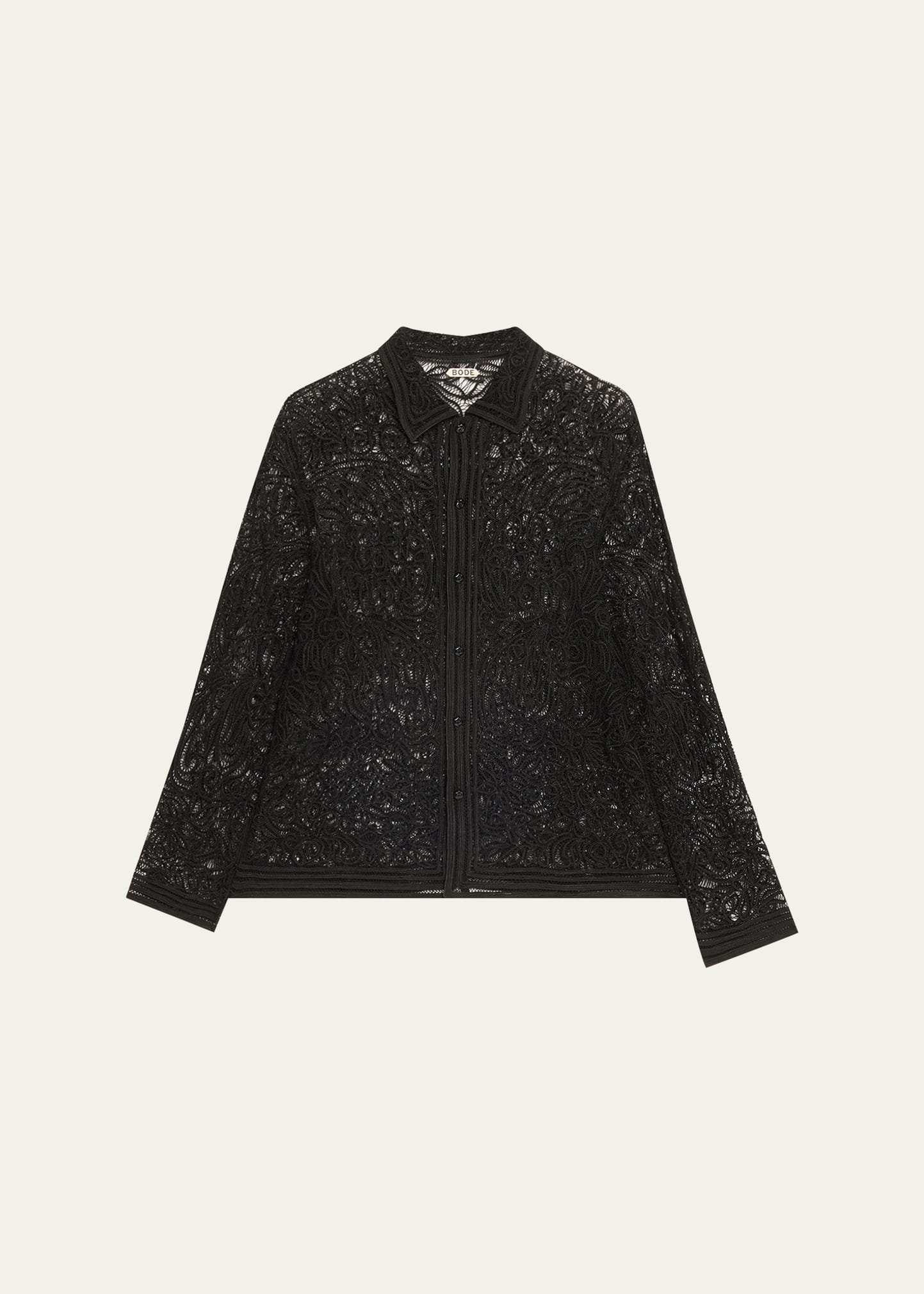 2025-25 秋冬新作  ハイブランドの Bode Blooming Threadwork Lace Shirt - Bergdorf Goodman トップス