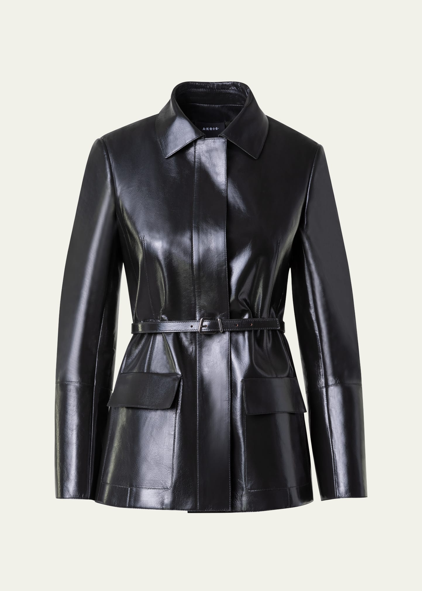 ジャケット AKRIS LAMB LEATHER JACKET Lamb Nappa Leather Bomber Jacket