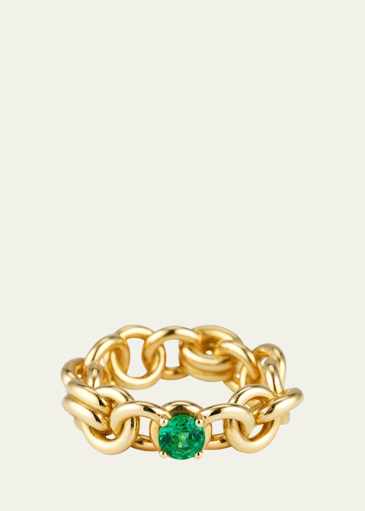 Spinelli Kilcollin Large Fused Serpens Ring with 5mm Emerald
