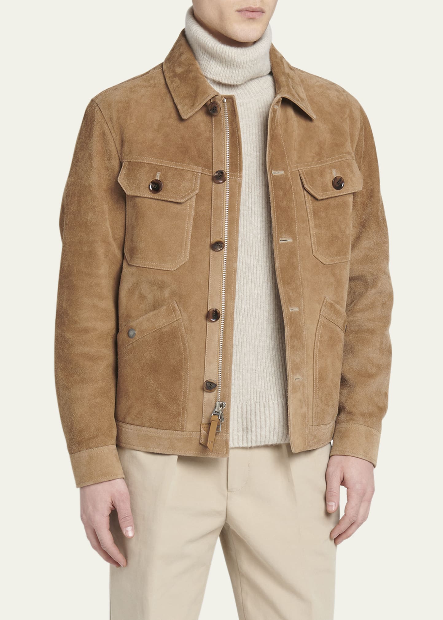 TOM FORD Men's Brushed Suede Concealed Zip Field Jacket - Bergdorf