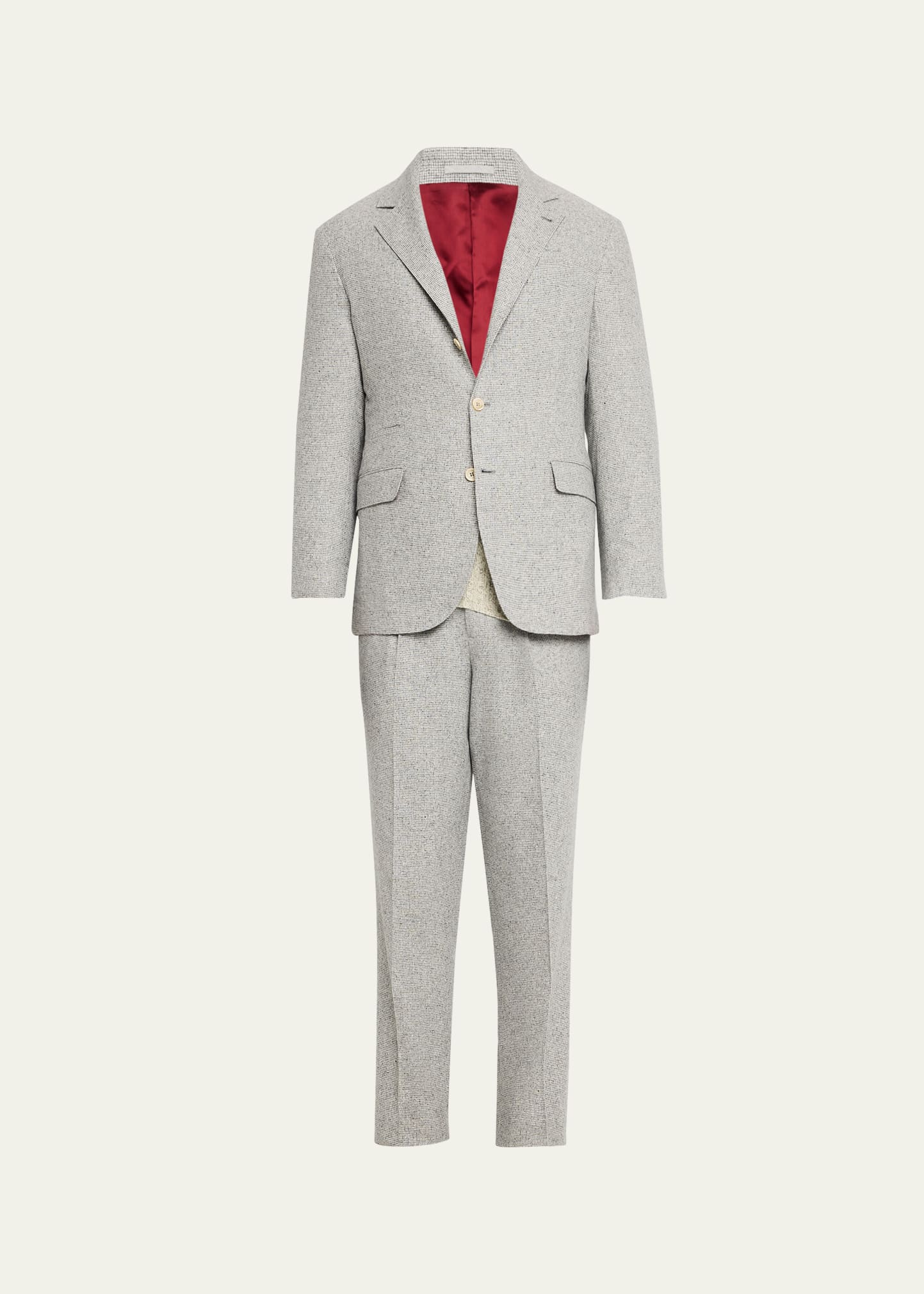 Brunello Cucinelli - White & Brown Wide Stripe Cotton Sport