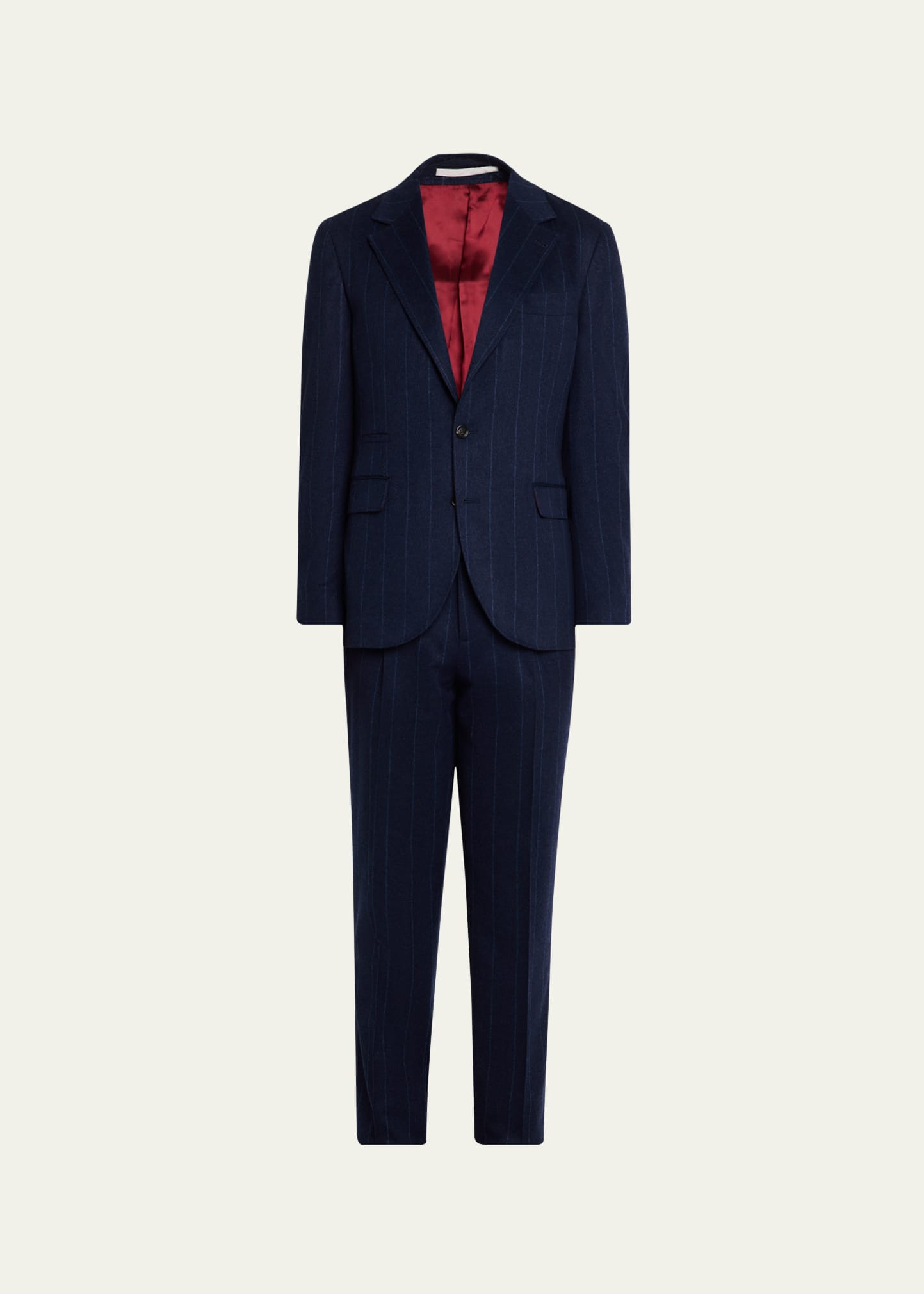 Brunello cucinelli ウールカシミヤシルク　ネイビー48 Brunello Cucinelli Men's Wool-Cashmere Pinstripe Suit - Bergdorf